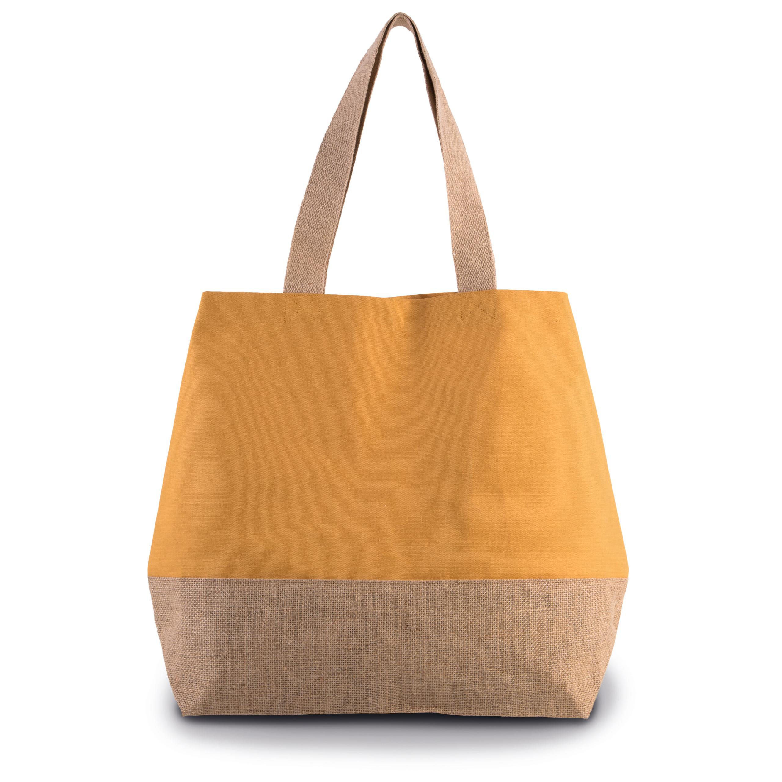 Kimood - Sac shopping en toiles de coton & jute - Cumin Yellow / Natural - One Size