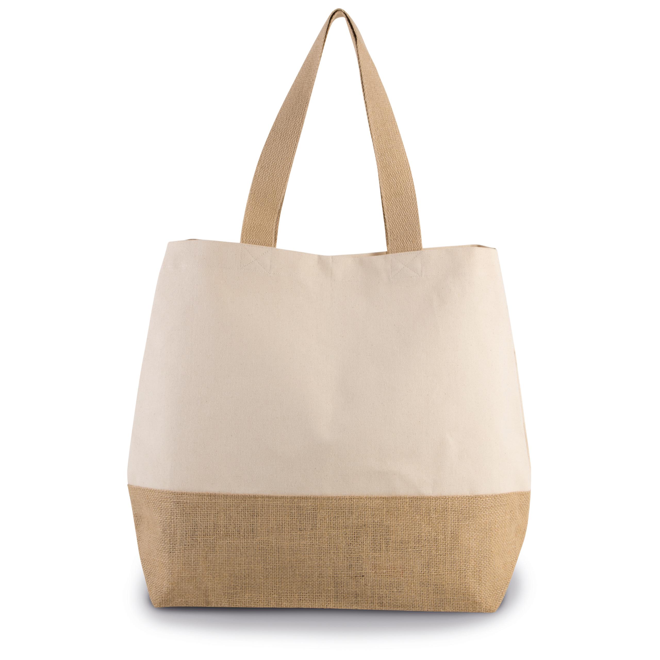 Kimood - Sac shopping en toiles de coton & jute - Cumin Yellow / Natural - One Size