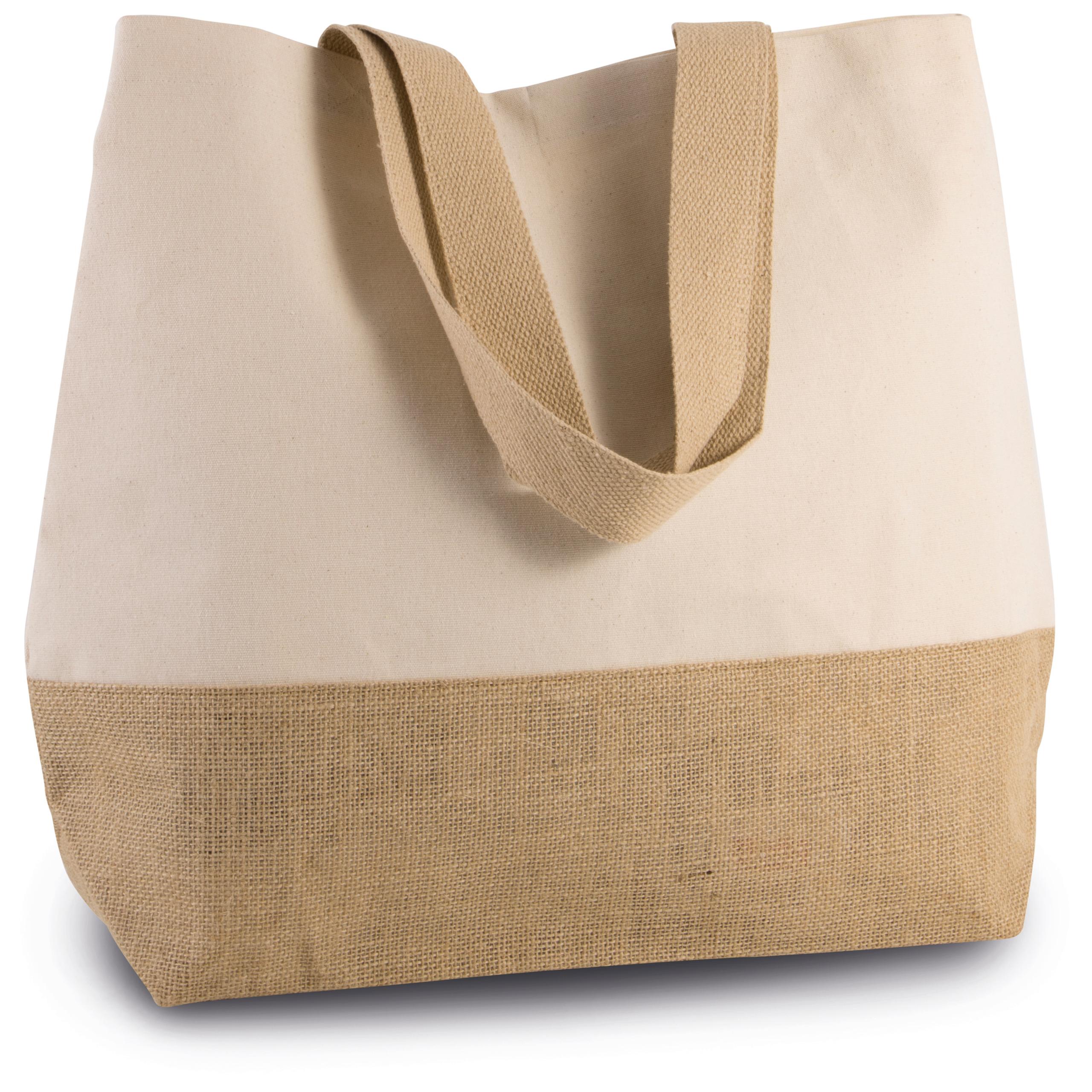 Kimood - Sac shopping en toiles de coton & jute - Cumin Yellow / Natural - One Size