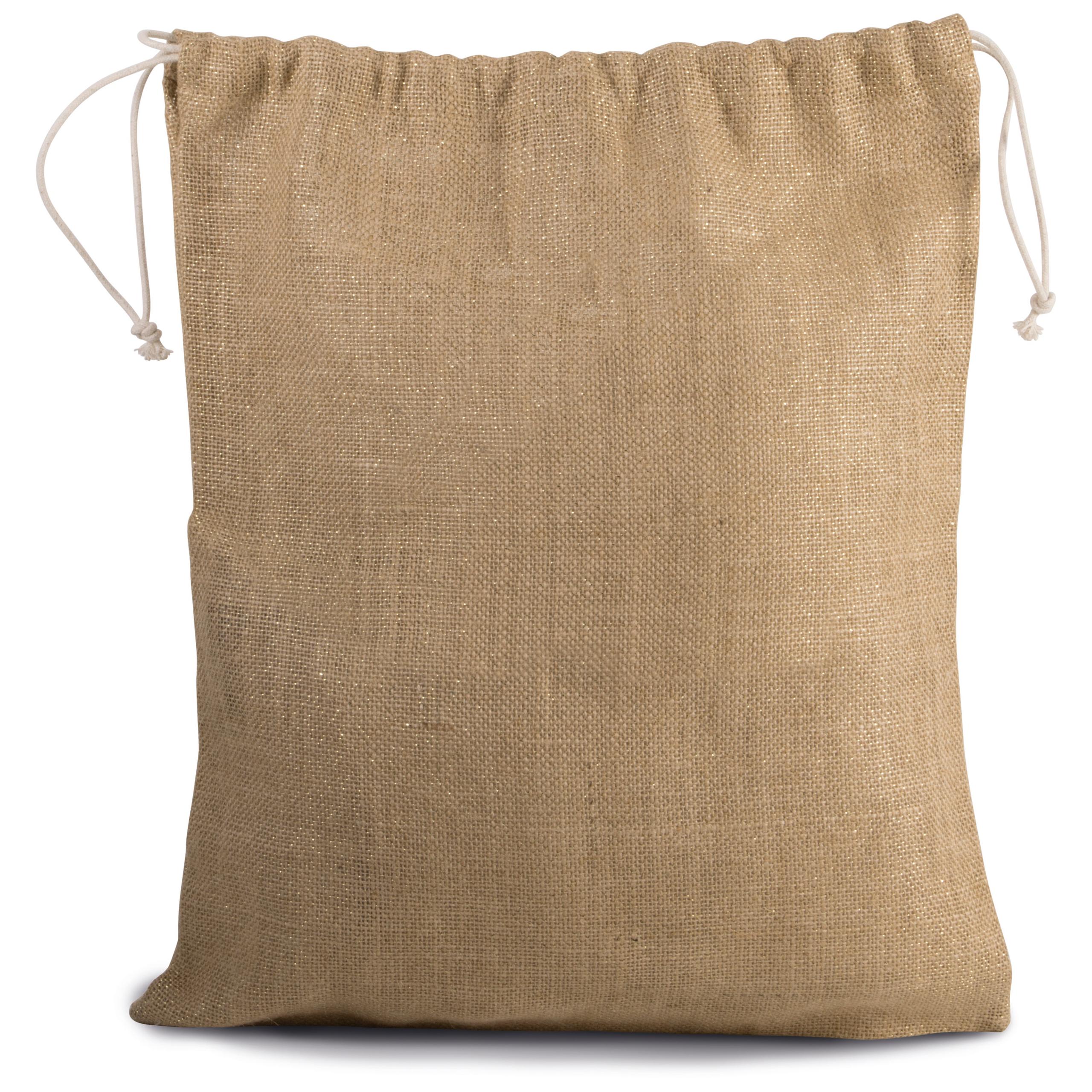 Kimood - Sac en toile de jute avec cordelettes - Natural / Gold - One Size