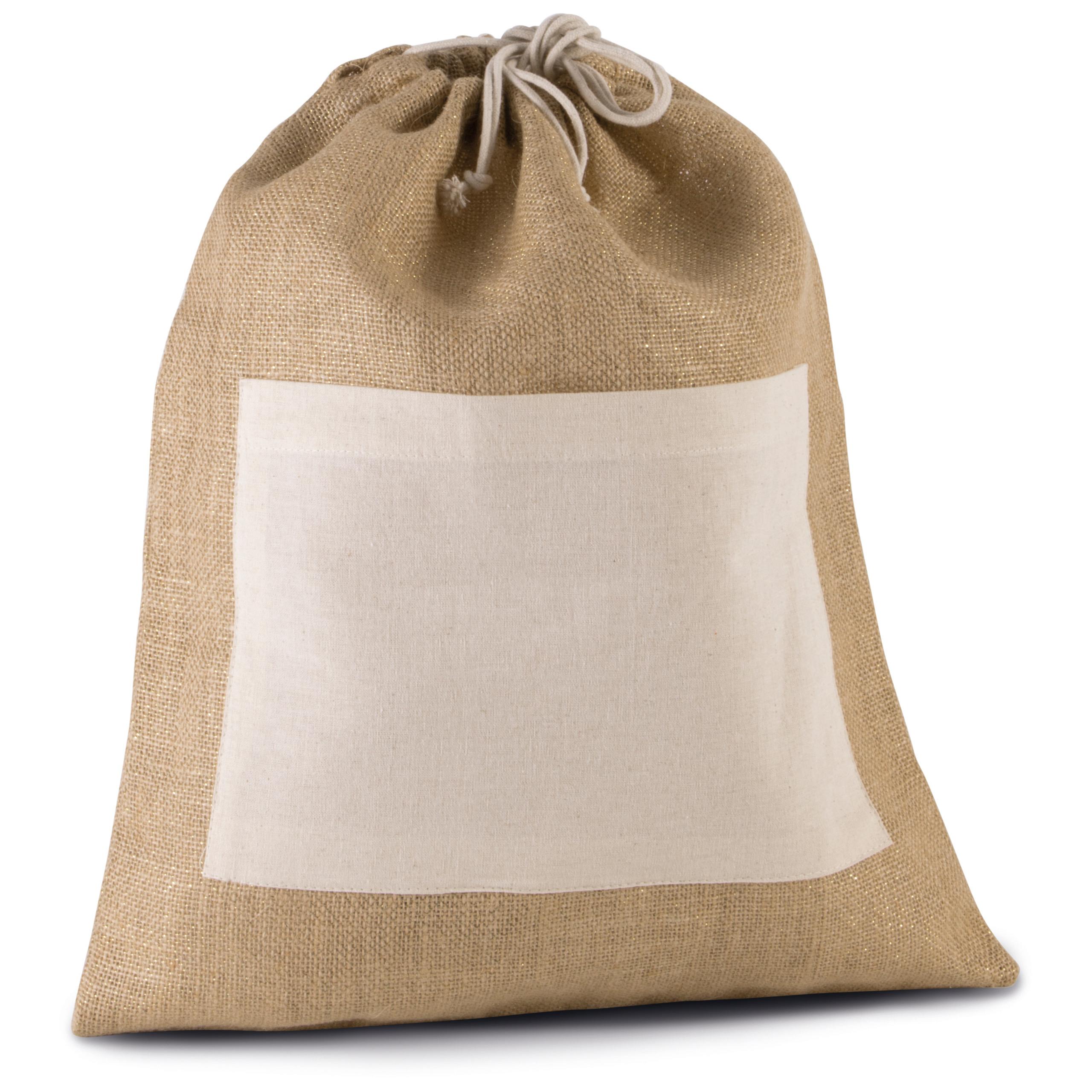 Kimood - Sac en toile de jute avec cordelettes - Natural / Gold - One Size