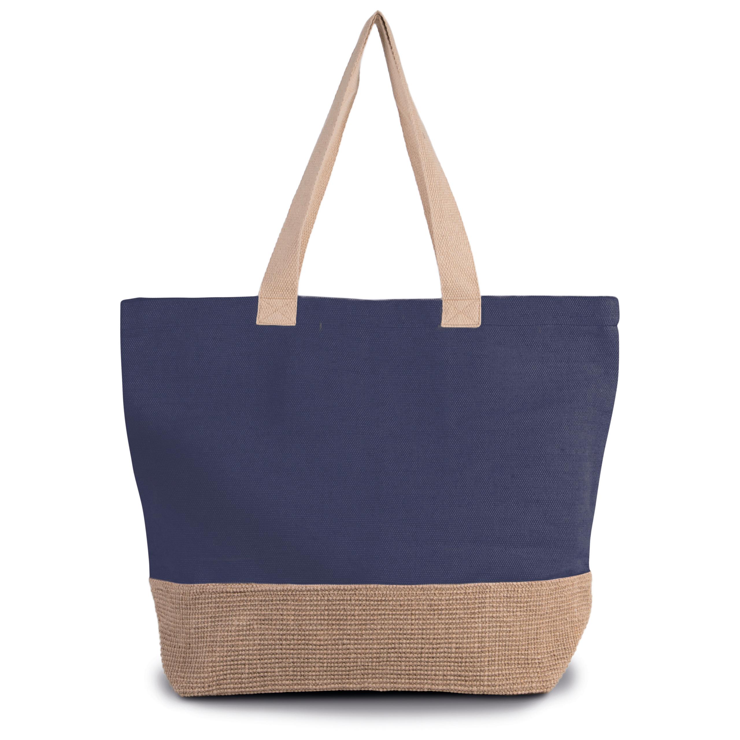 Kimood - Sac de shopping fourre-tout esprit rustique - Patriot Blue / Natural - One Size