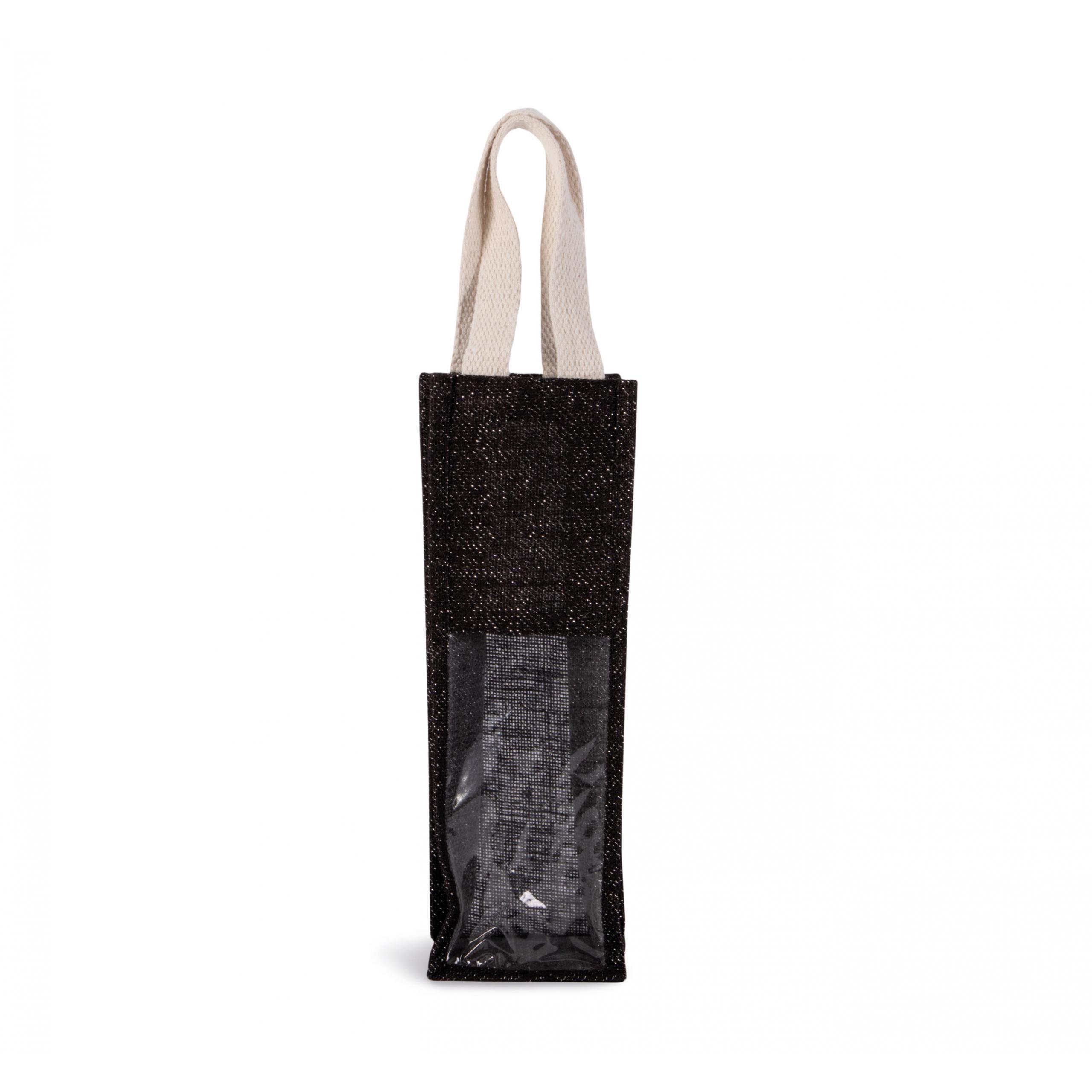 Kimood - Sac porte-bouteille en jute - Black / Silver - One Size