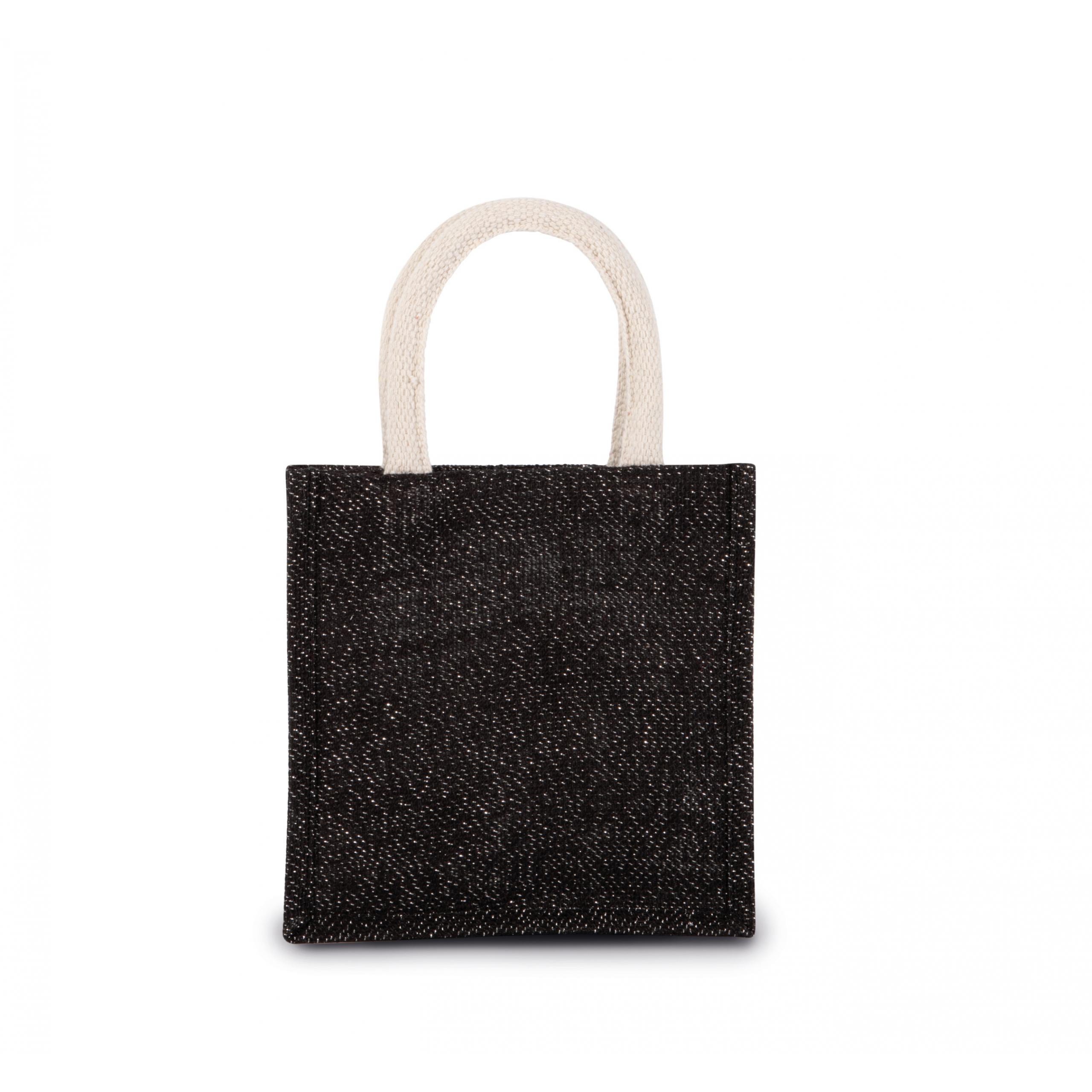 Kimood - Sac style cabas en toile de jute - petit modèle - Black / Silver - One Size