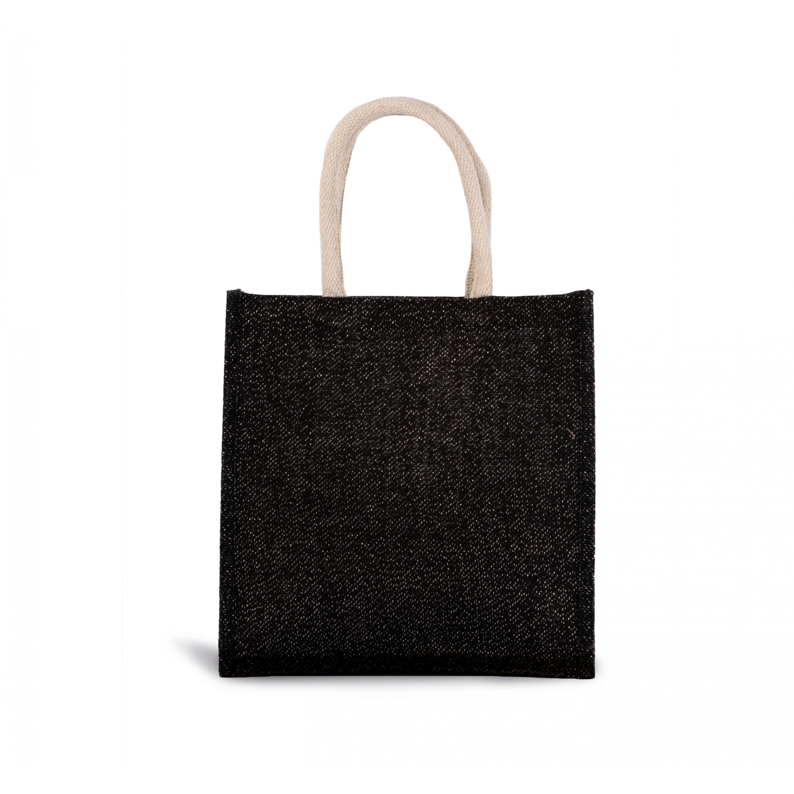 Kimood - Sac style cabas en toile de jute - grand modèle - Black / Silver - One Size