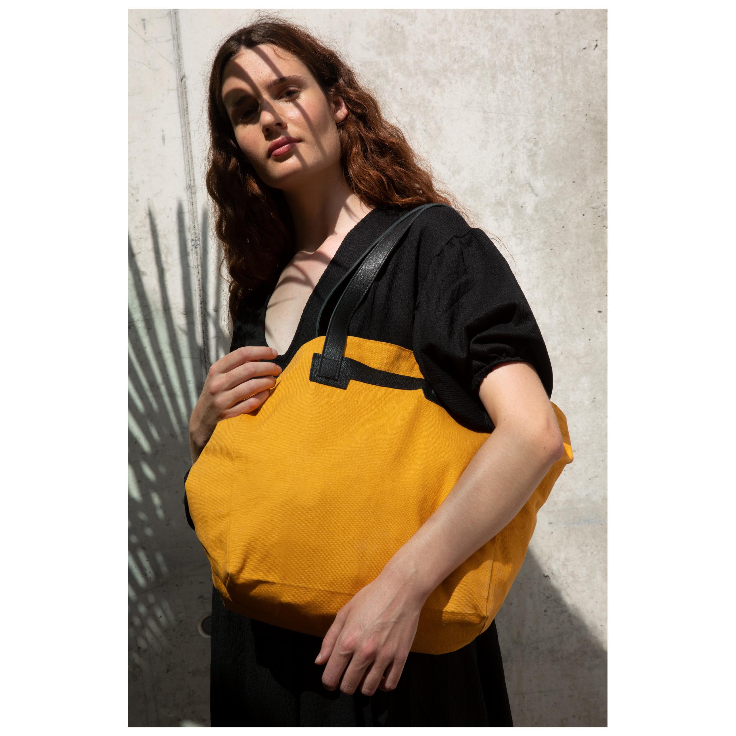 Kimood - Sac à main avec anses en cuir - Cumin Yellow - One Size