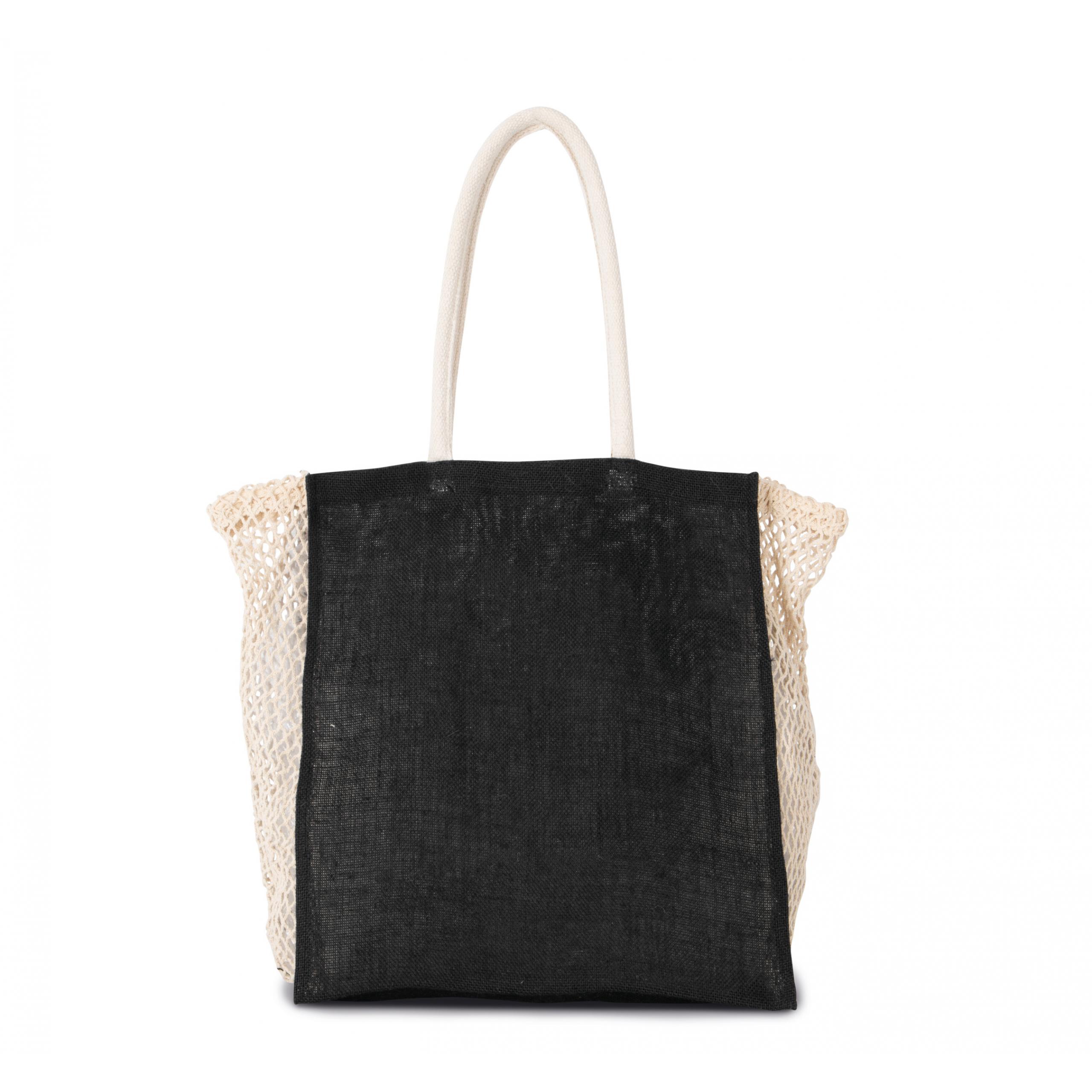 Kimood - Sac shopping avec soufflet en filet - Black / Natural - One Size