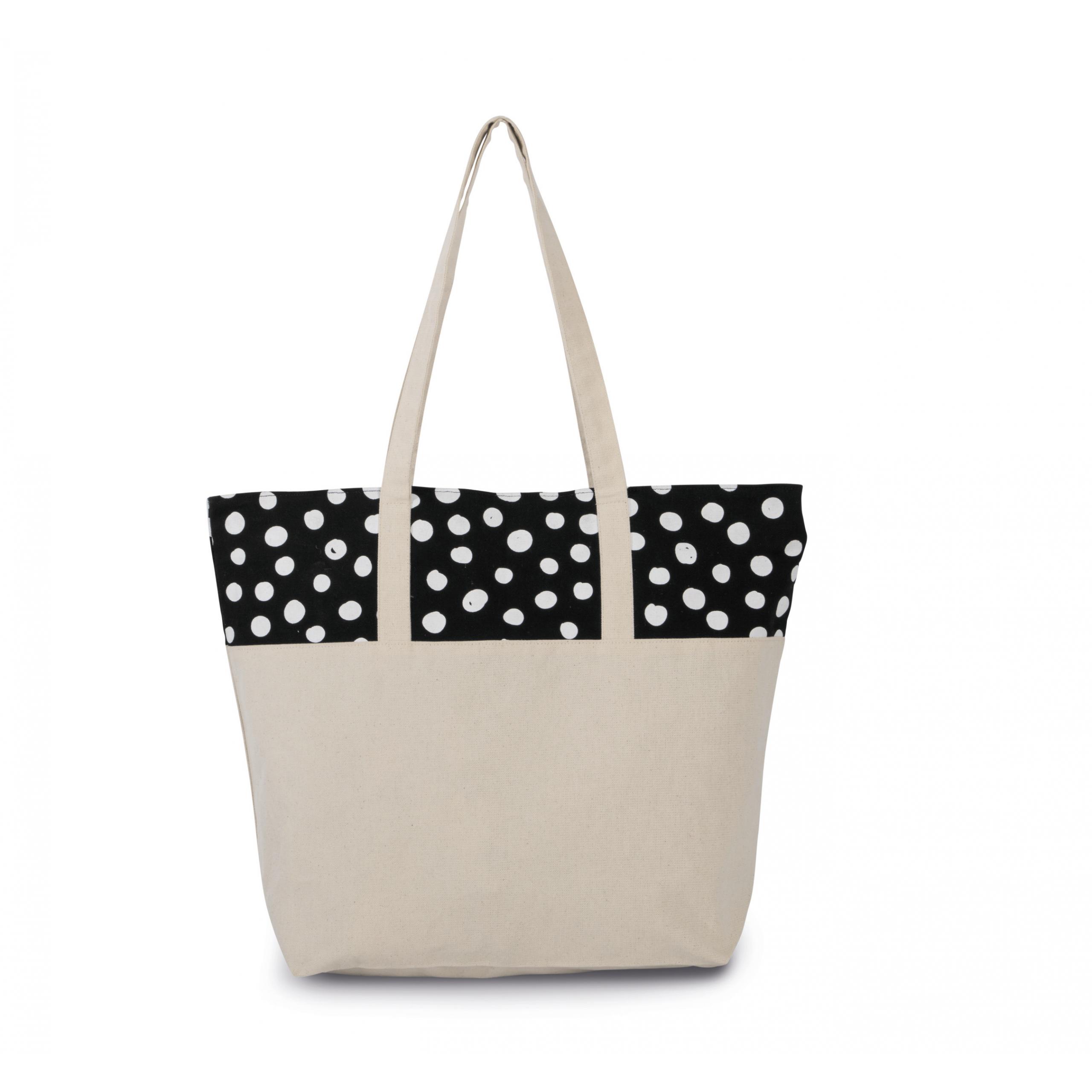 Kimood - Sac shopping motif pois - Black / White / Natural - One Size