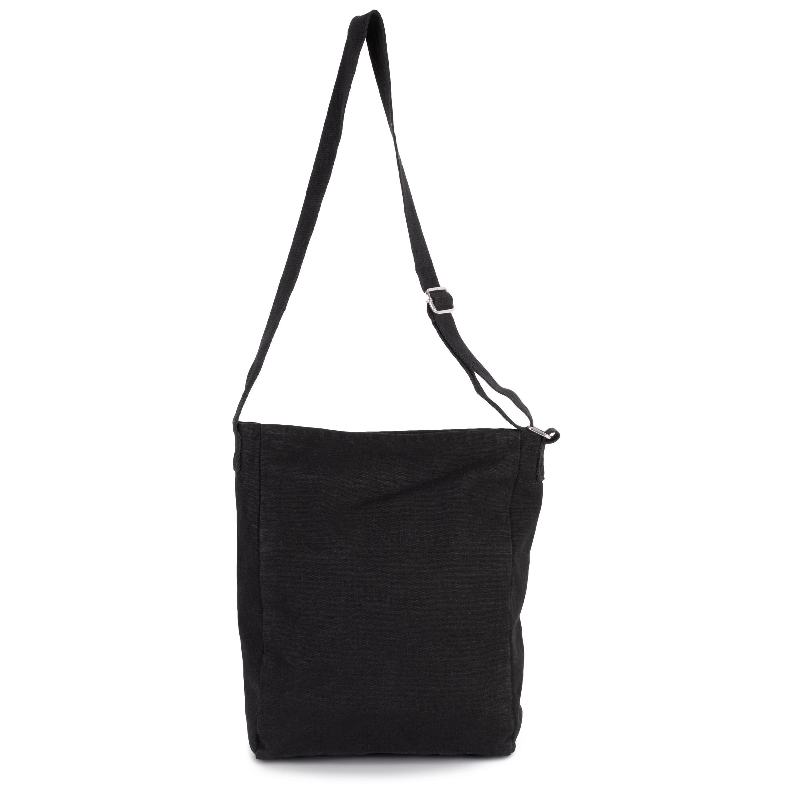 Kimood - Sac bandoulière en coton canvas - Washed Black - One Size