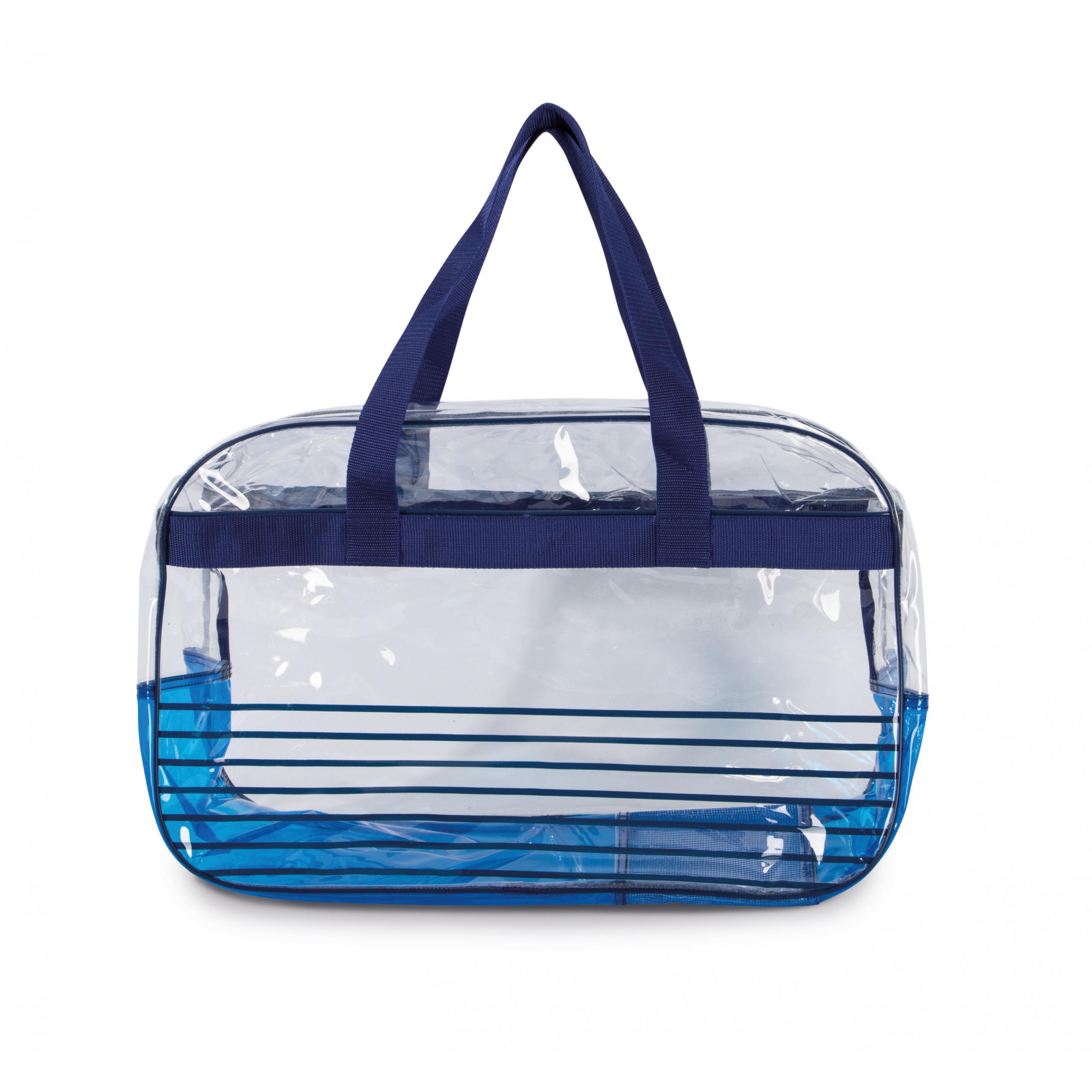 Kimood - Sac de plage avec système anti-sable - Transparent / Navy - One Size