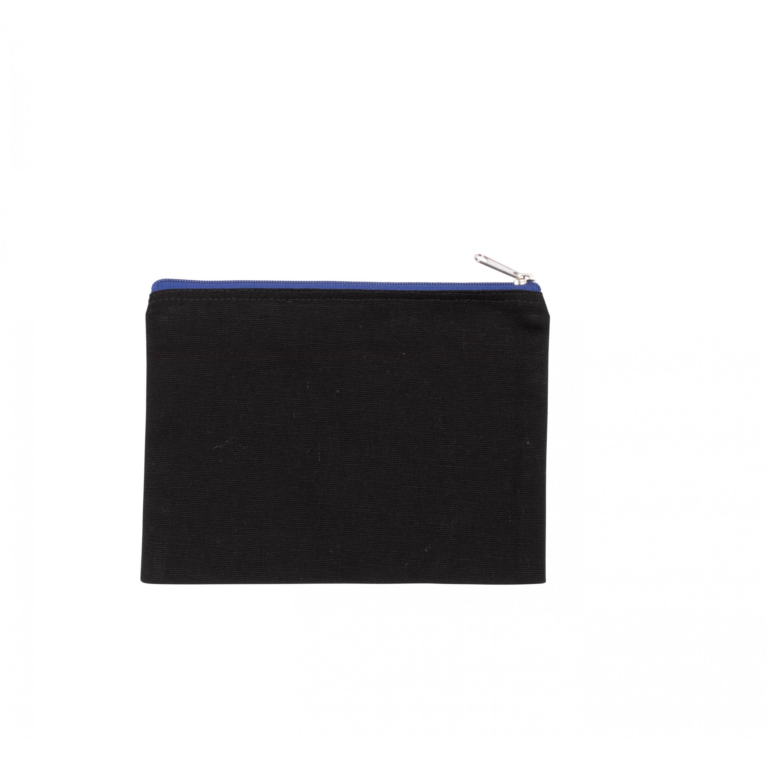 Kimood - Pochette en coton canvas - modèle moyen - Black / Royal Blue - One Size