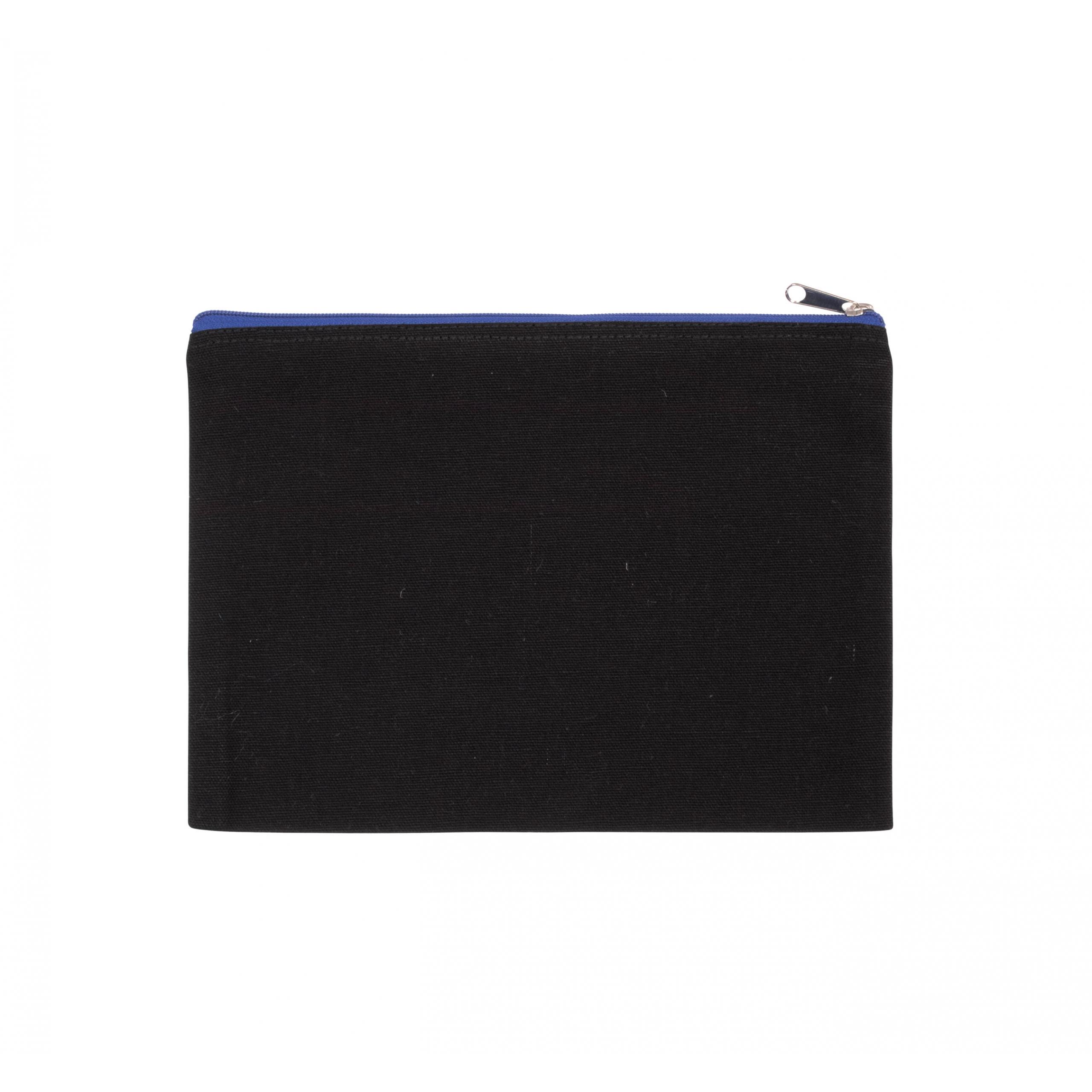 Kimood - Pochette en coton canvas - grand modèle - Black / Royal Blue - One Size