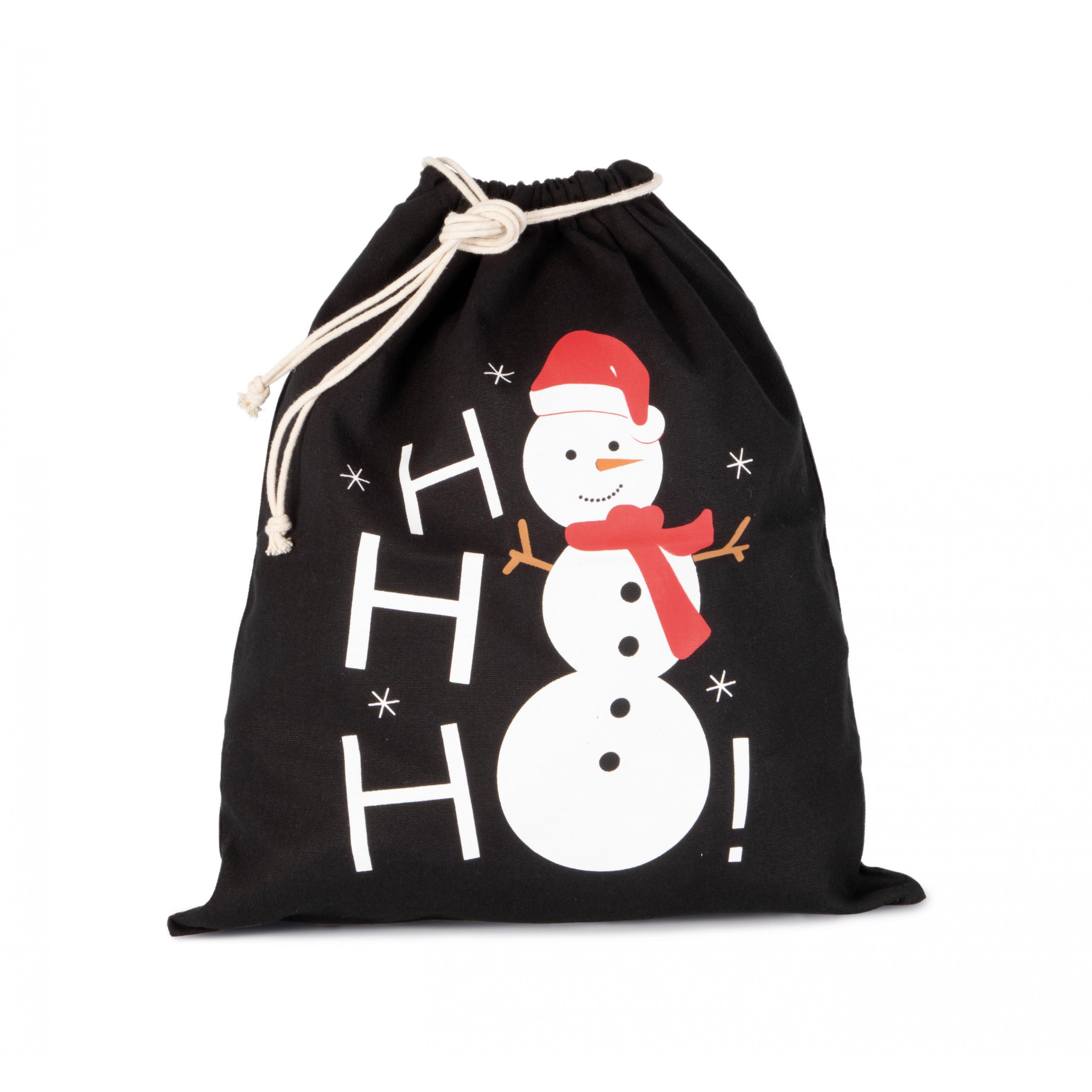 Kimood - Sac coton à cordon motif bonhomme de neige - Black - One Size