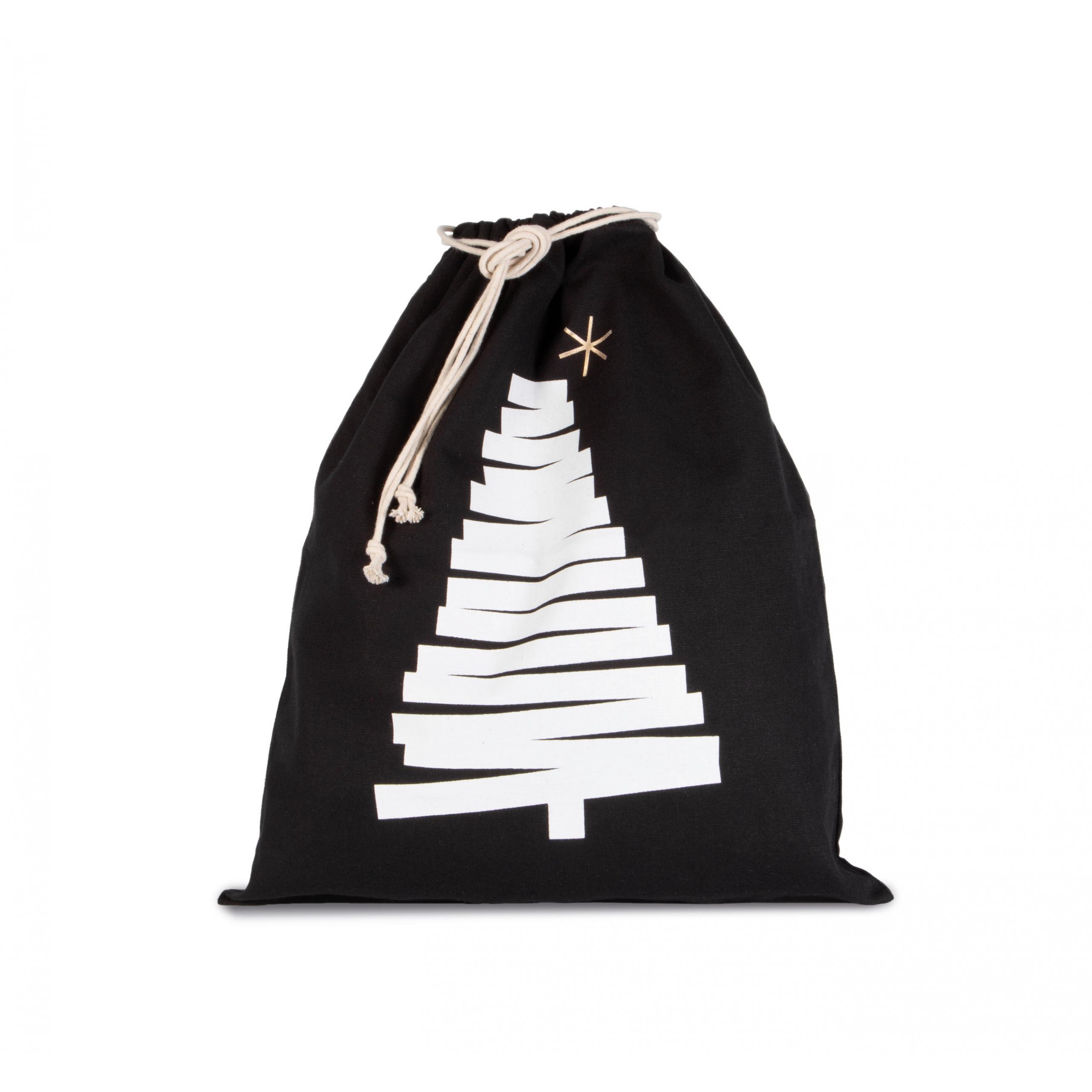 Kimood - Sac coton à cordon motif sapin - Black - One Size