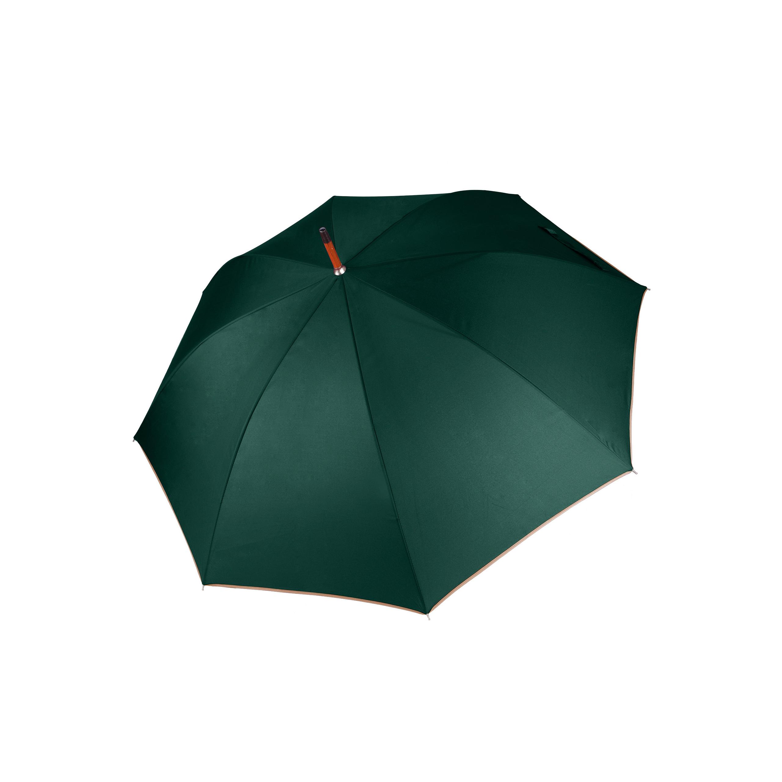 Kimood - Parapluie mât en bois - Bottle Green / Beige - One Size