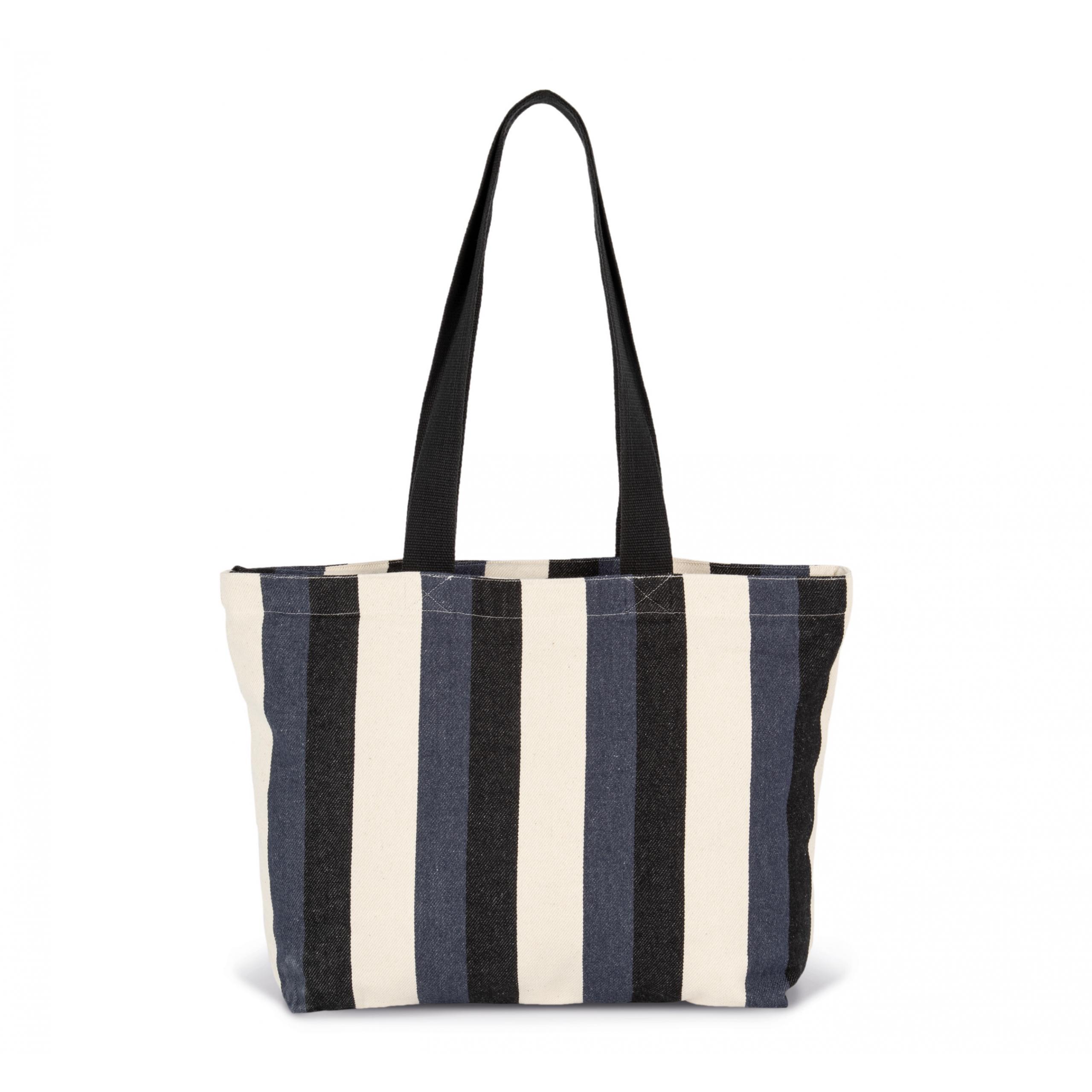 Kimood - Sac Shopping recyclé- Motif rayé - Striped Marine - One Size