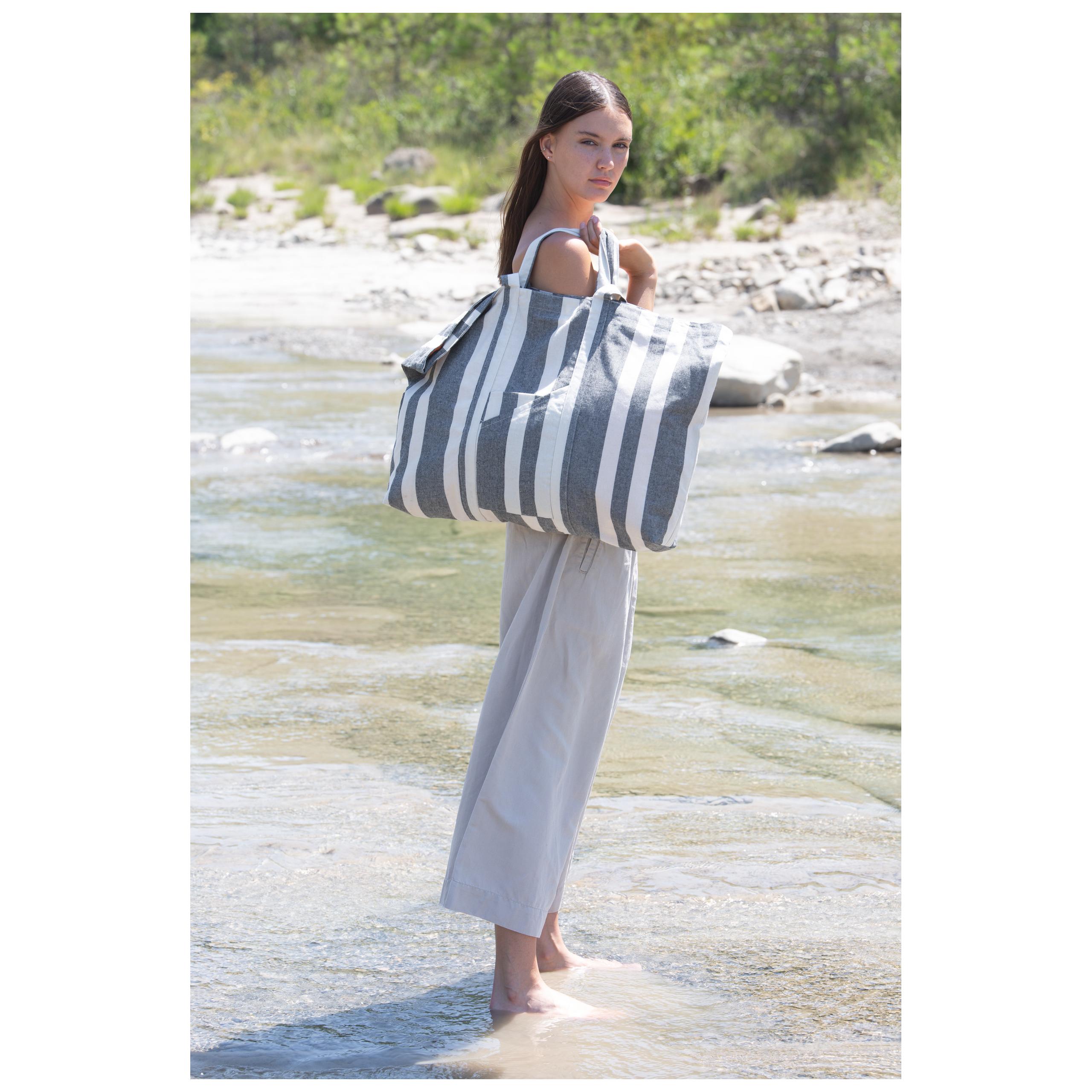 Kimood - Sac fourre-tout recyclé - Motifs rayés - Striped Ecume - One Size