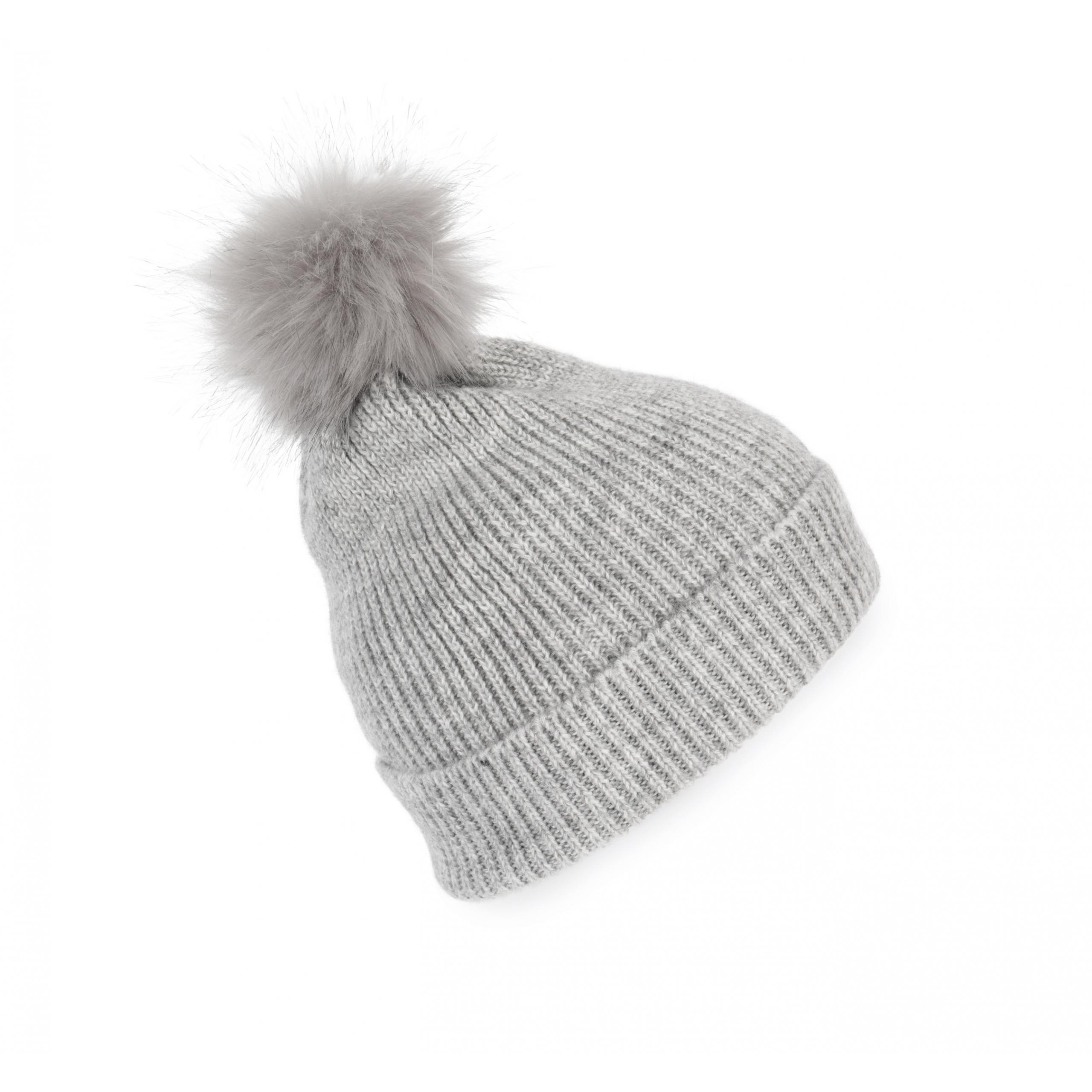 K-up - Bonnet à pompon tricoté en fil recyclé - Light Grey Heather - One Size