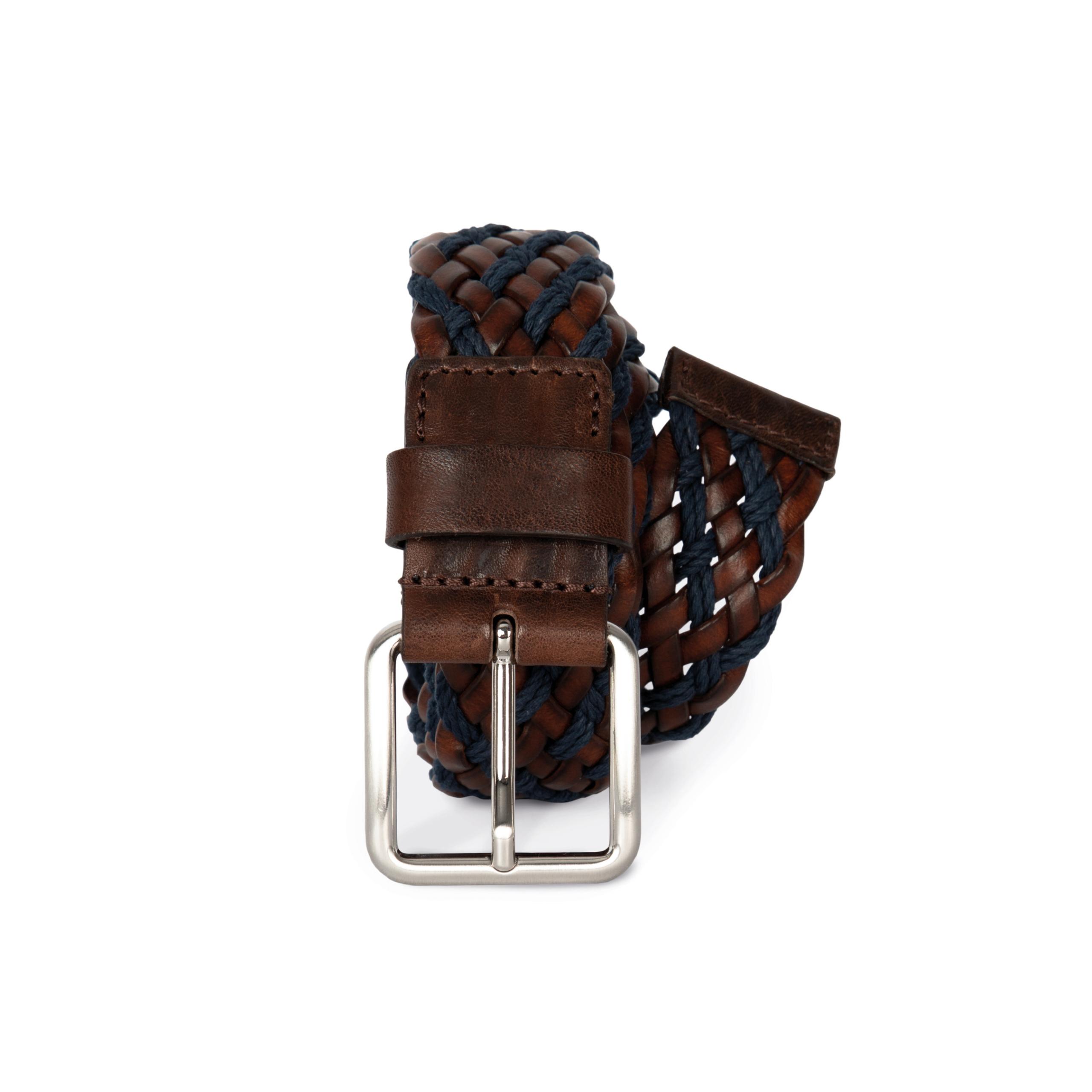 K-up - Ceinture tressée bicolore - Dark Brown / Light Navy - M/L