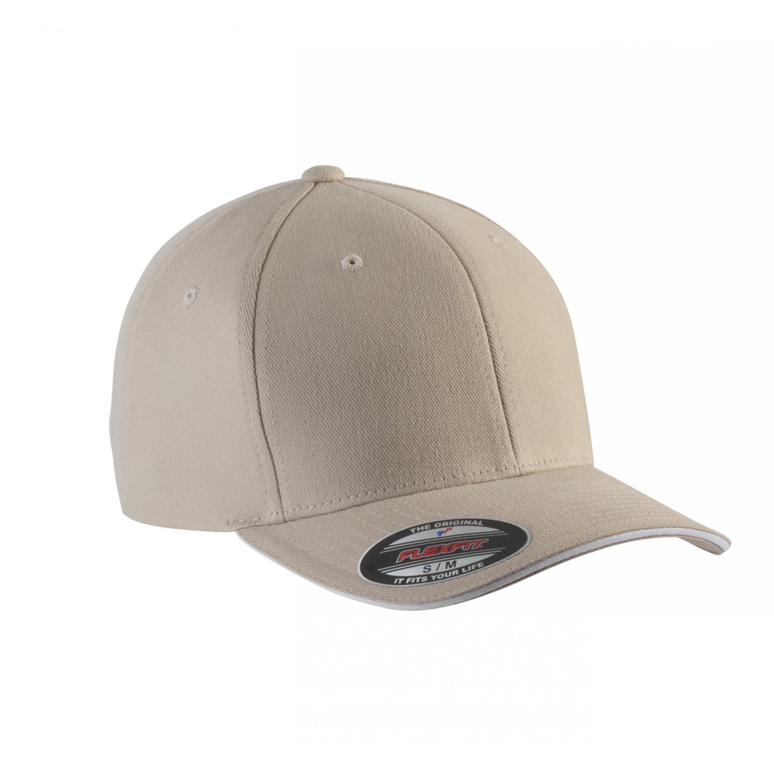 K-up - CASQUETTE FLEXFIT SANDWICH CONTRASTÉ - 6 PANNEAUX - Beige / White - S/M