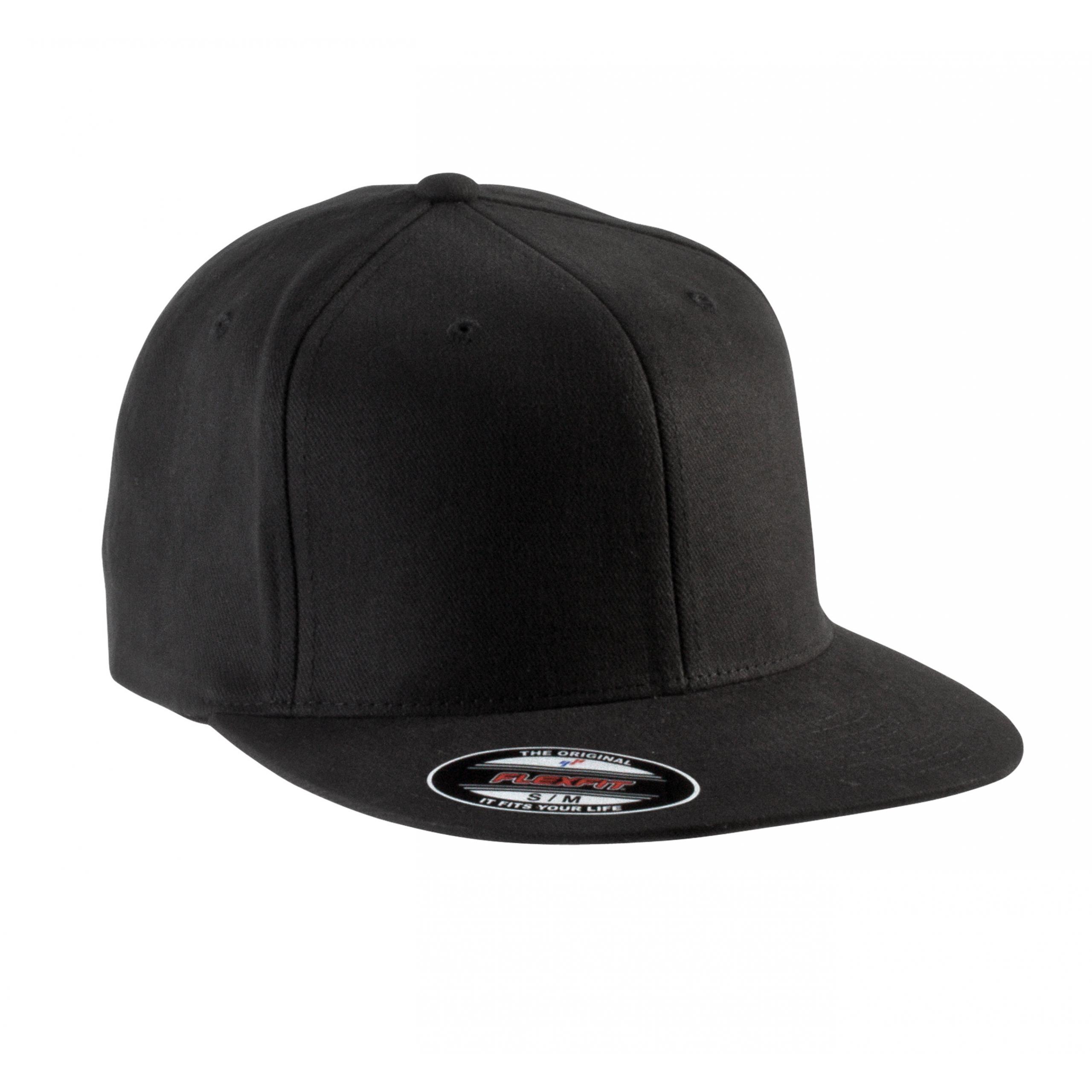 K-up - CASQUETTE FLEXFIT COTON BROSSÉ VISIÈRE PLATE - 6 PANNEAUX - Black - S/M