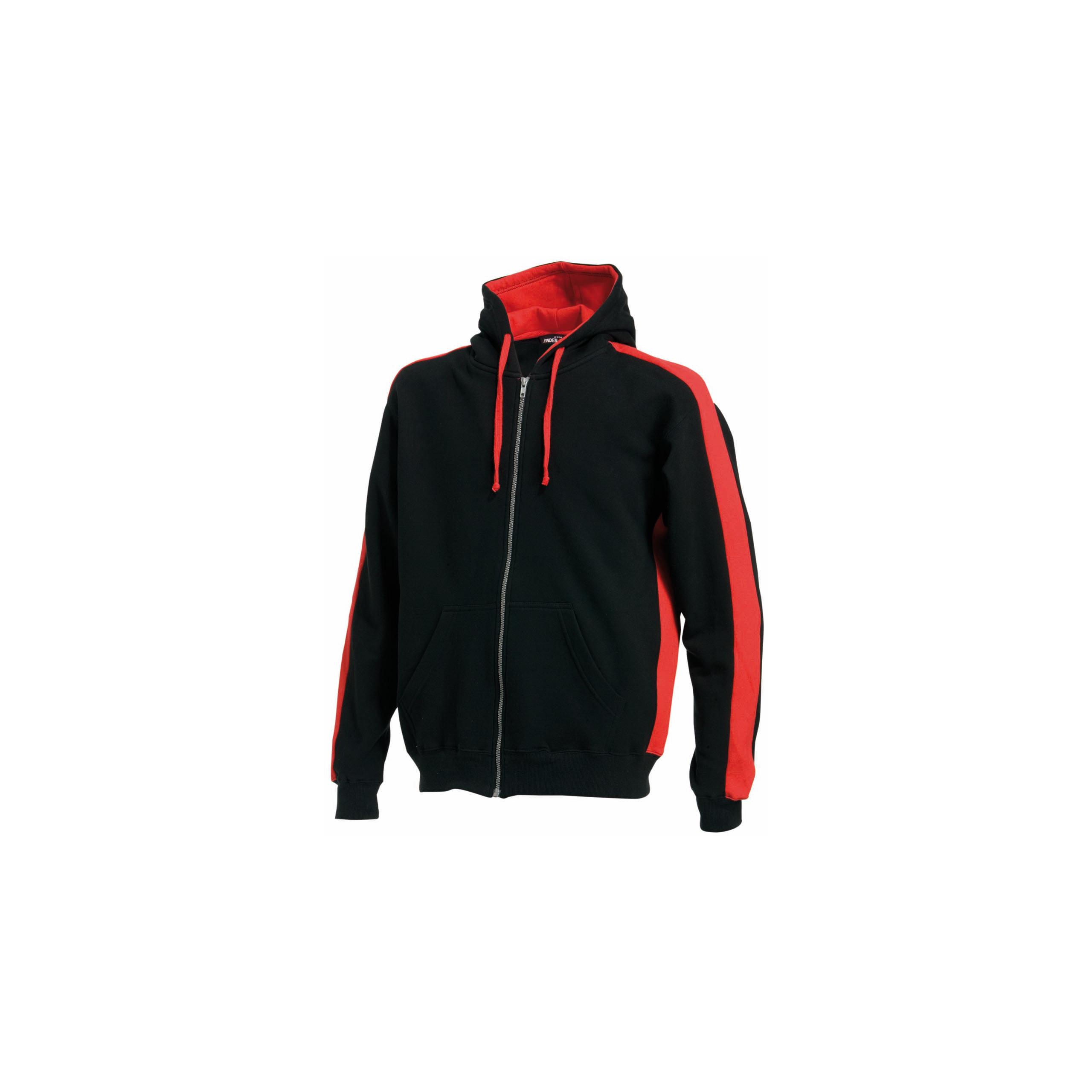 Finden & Hales - SWEAT-SHIRT ZIPPÉ CAPUCHE - Black / Red - XXL