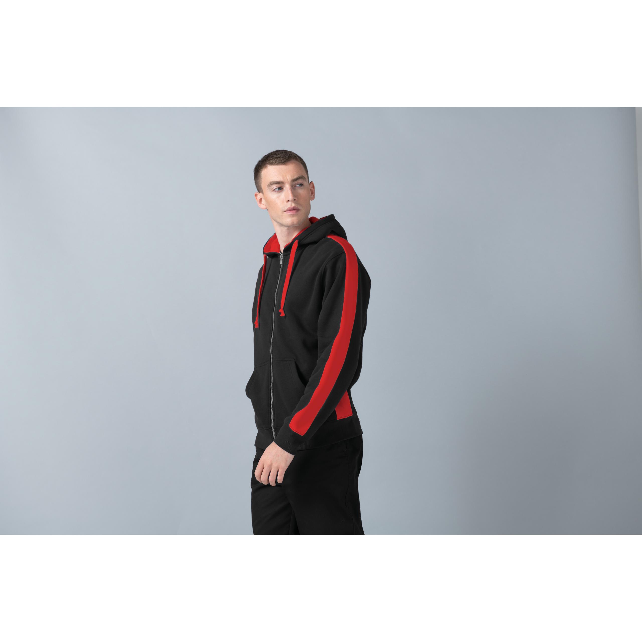 Finden & Hales - SWEAT-SHIRT ZIPPÉ CAPUCHE - Black / Red - XXL