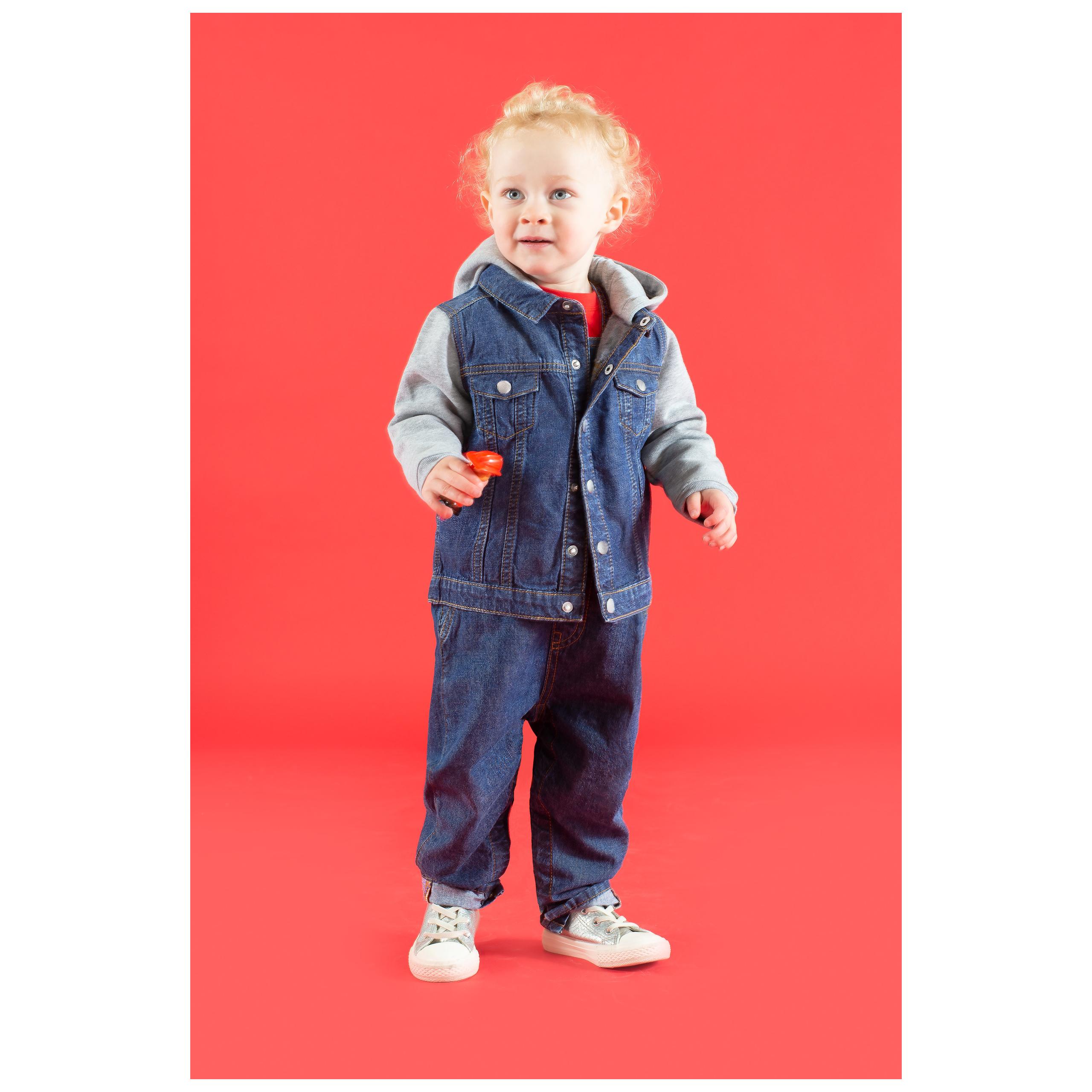 Larkwood - Veste en jean à capuche enfant - Blue / Heather Grey - 6/12M