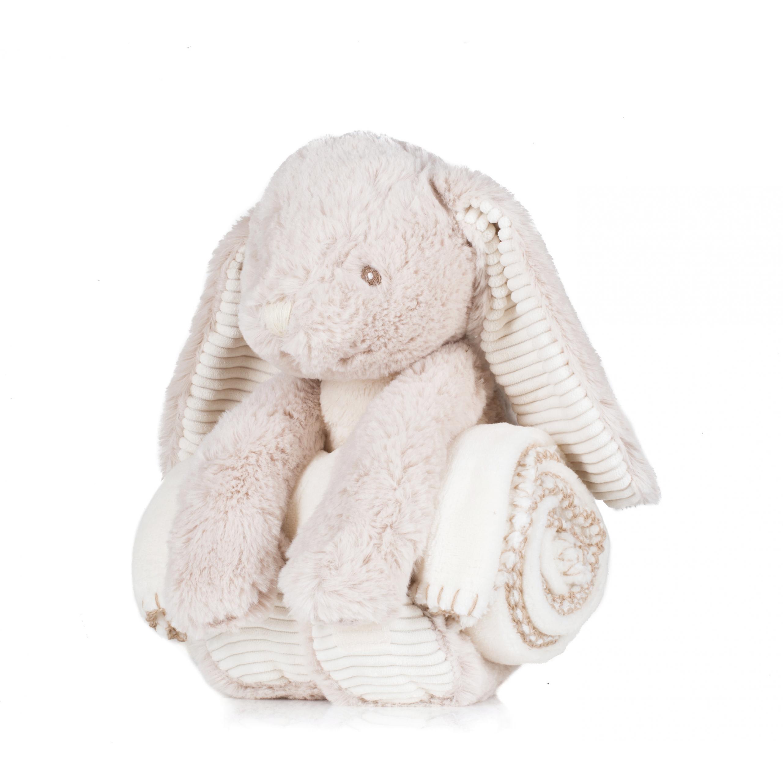 Mumbles - Peluche Lapin & couverture - Cream - 40 cm