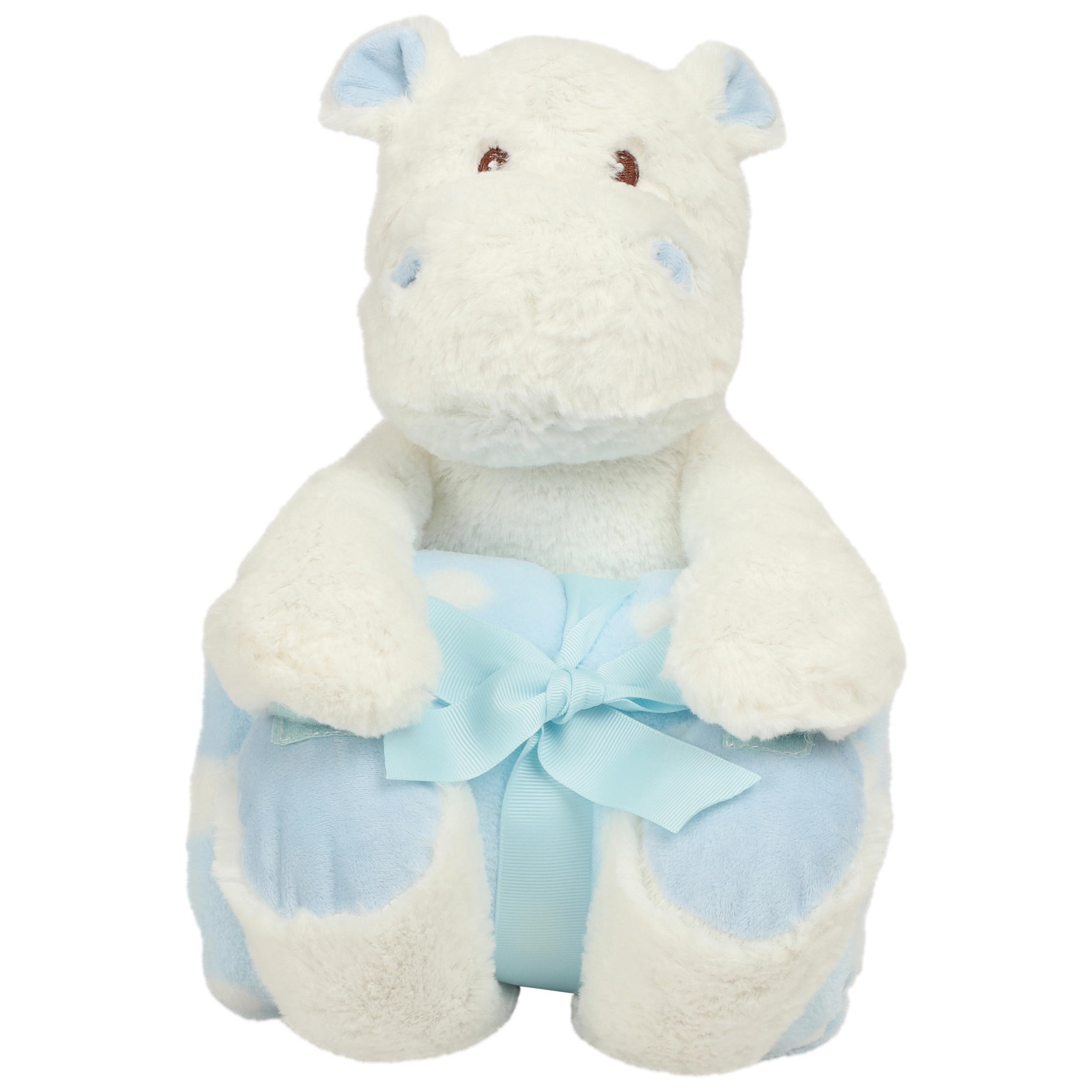 Mumbles - Peluche hippopotame avec couverture - White / Blue - One Size