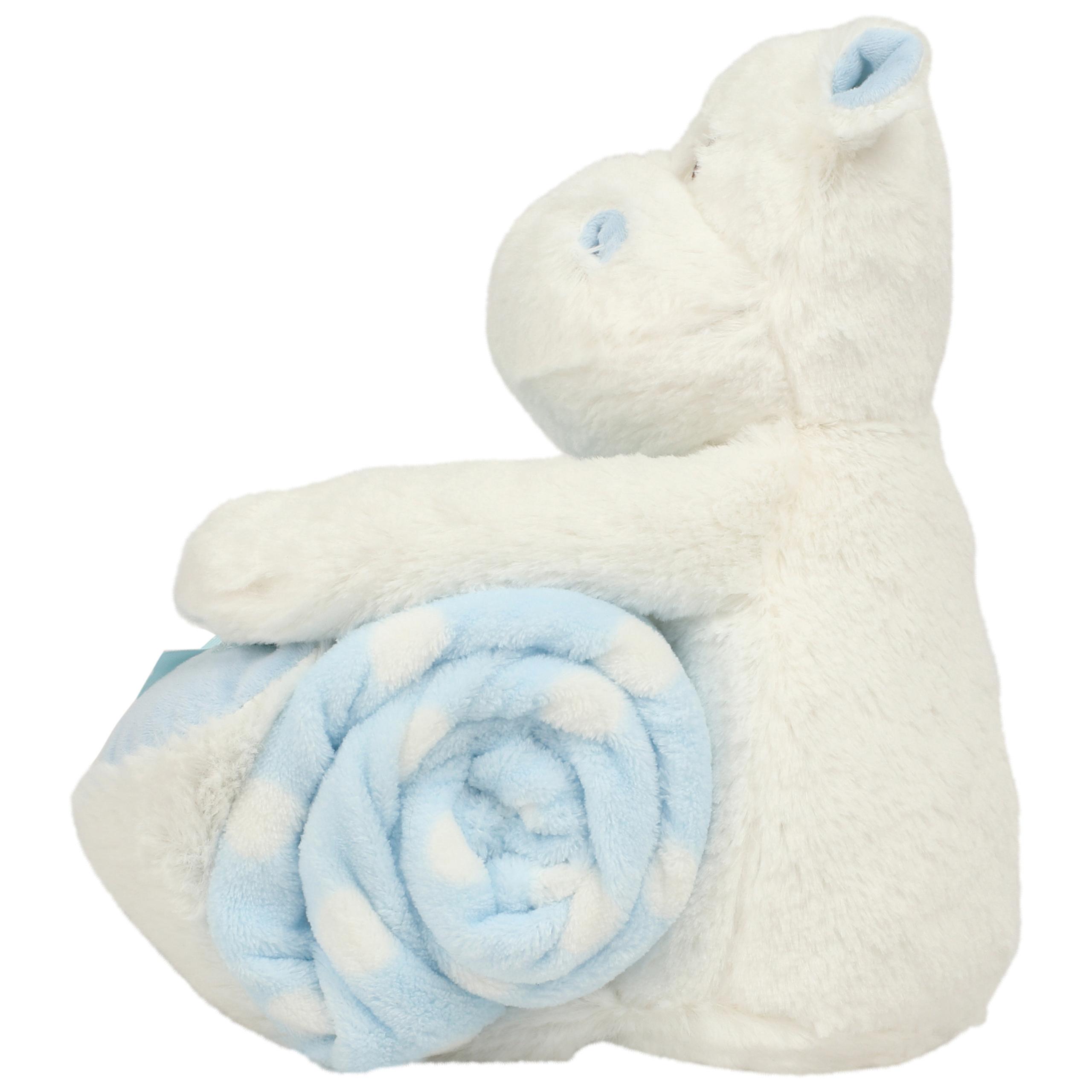 Mumbles - Peluche hippopotame avec couverture - White / Blue - One Size