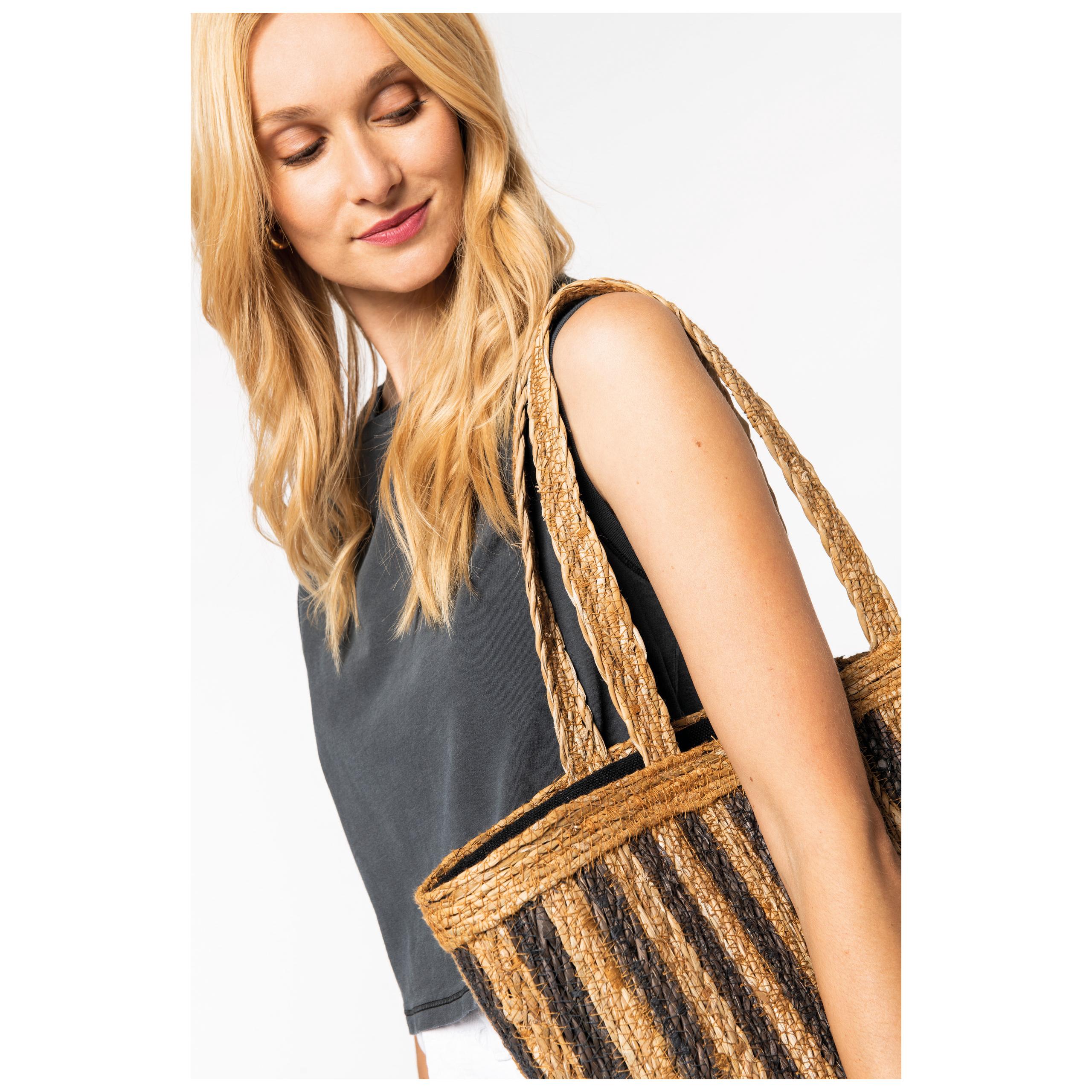 Native Spirit - Sac panier rayé en jonc de mer - Striped Seagrass Black / Black Night - One Size