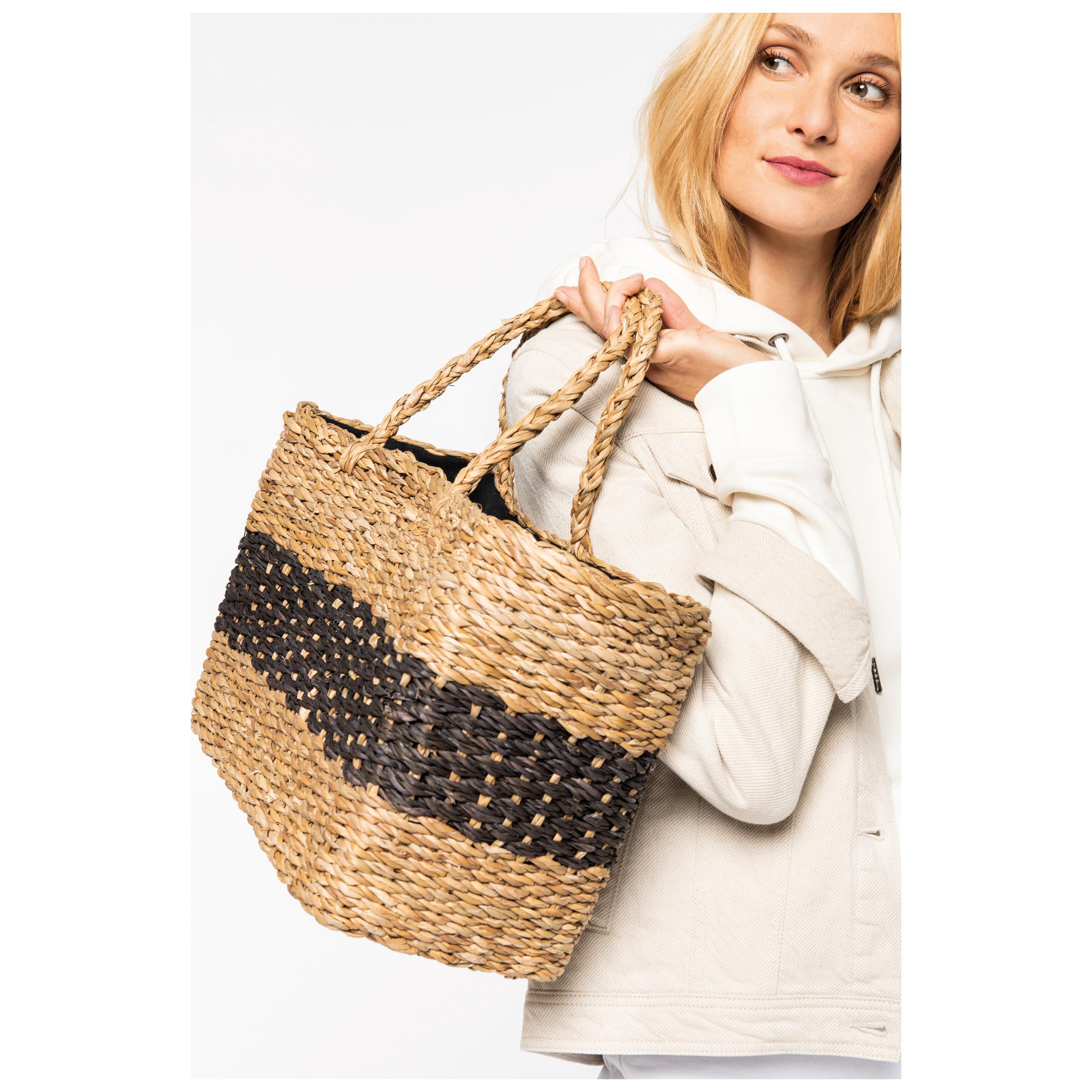 Native Spirit - Sac panier en jonc de mer - Striped Seagrass Black / Black Night - One Size