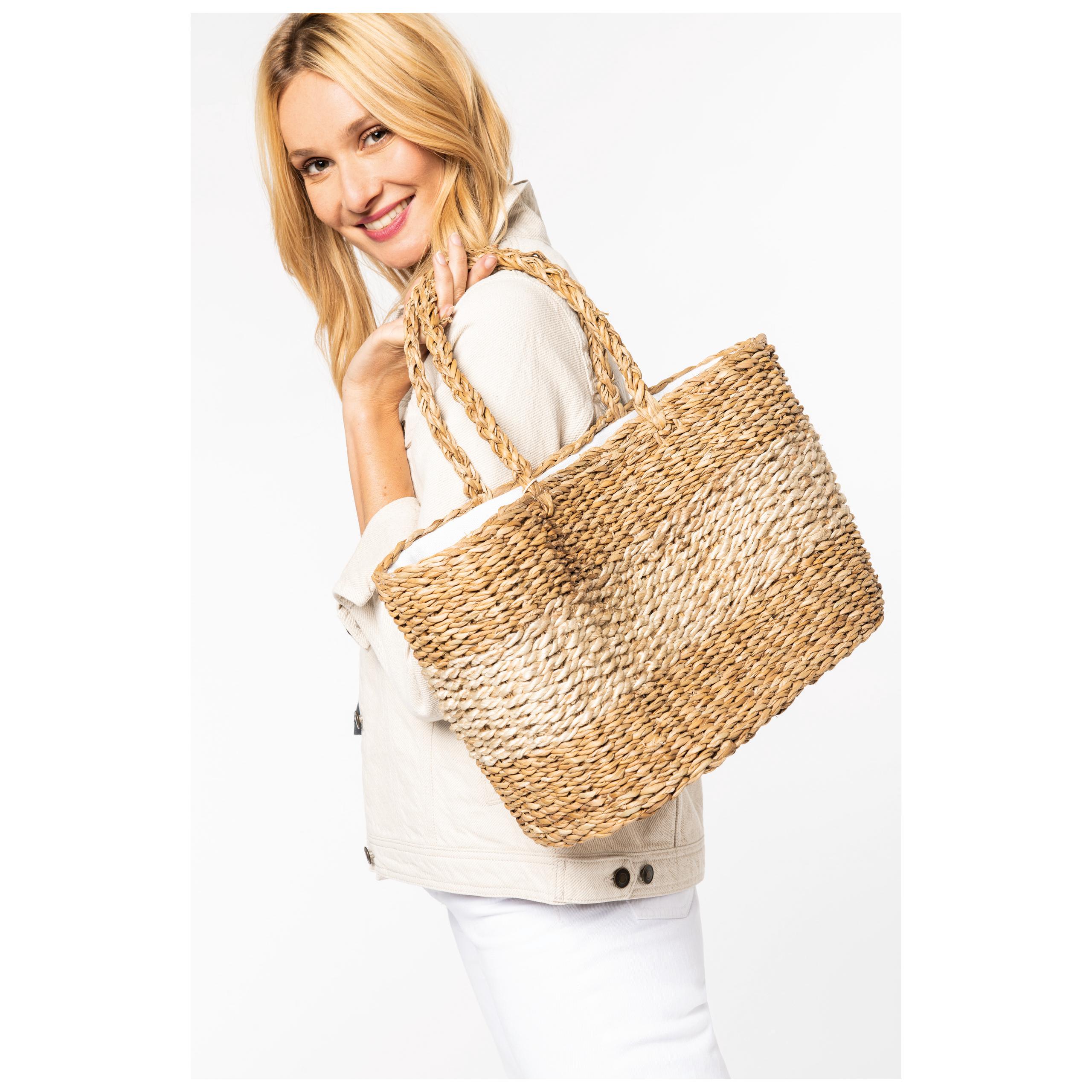 Native Spirit - Sac panier en jute et jonc de mer - Striped Seagrass Natural / Ecume - One Size