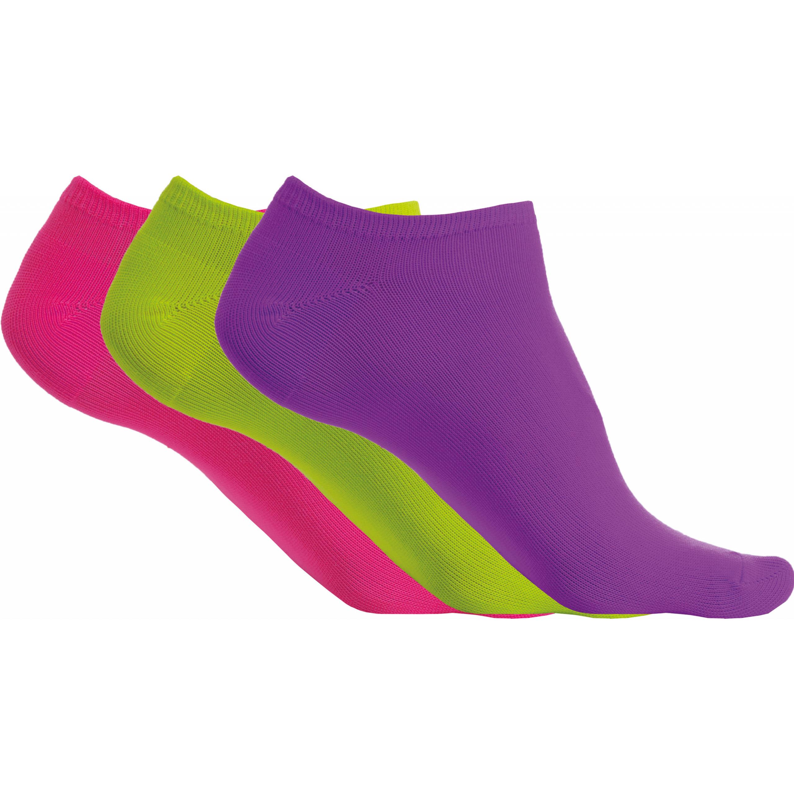 PROACT® - Socquettes microfibre unisexe - pack de 3 paires - Bright Violet / Fluorescent Green / Fluorescent  Pink - 35/38 EU