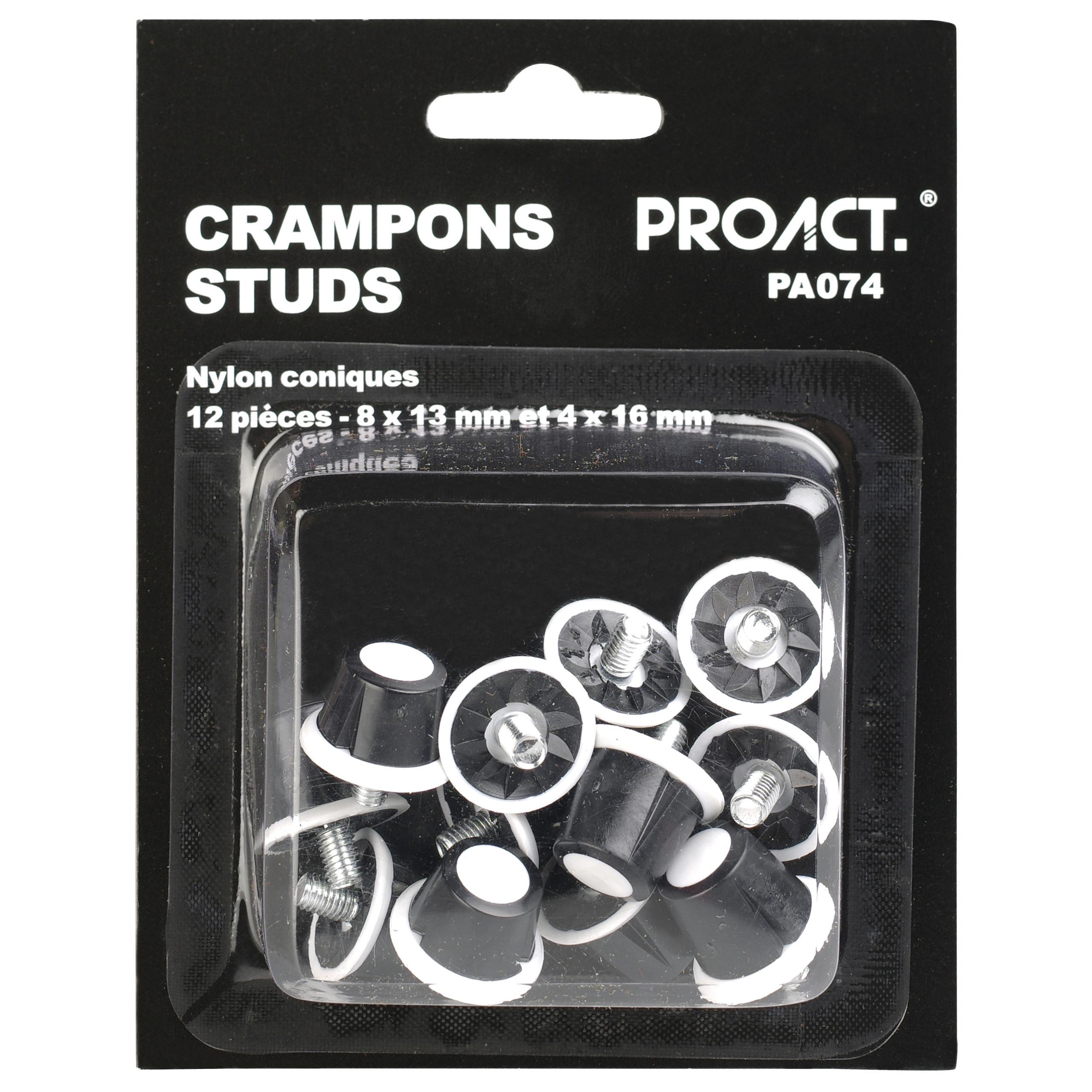 PROACT® - Boîte de 12 crampons nylon coniques - Black - 8x13mm+4x16mm