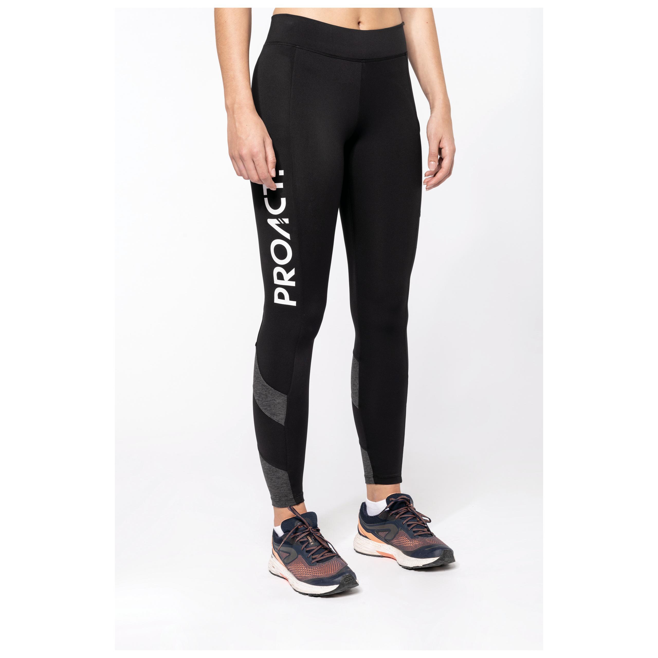 PROACT® - Legging de padel bicolore femme - Black / Dark Grey Heather - XS