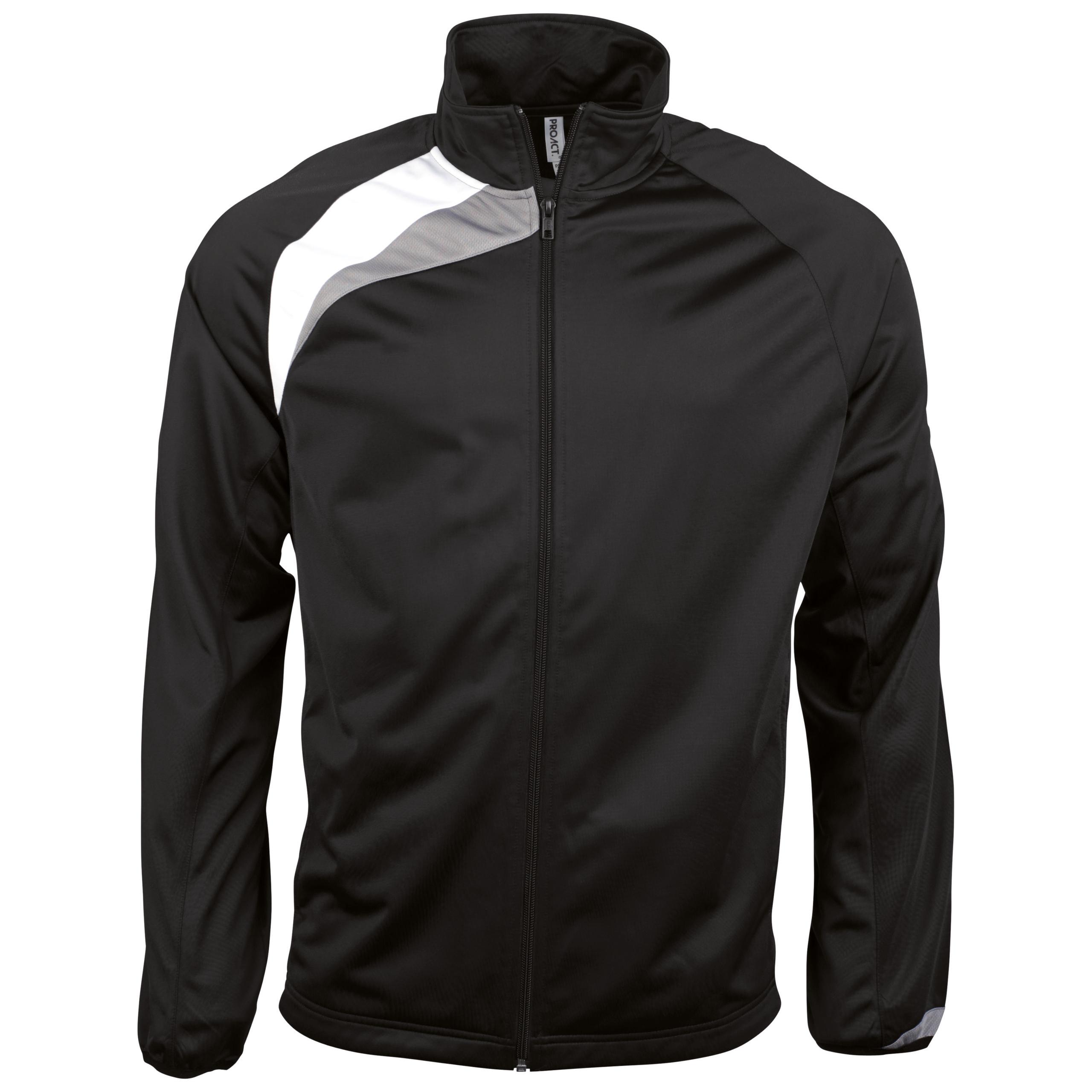 PROACT® - Veste de survêtement unisexe - Black / White / Storm Grey - XS