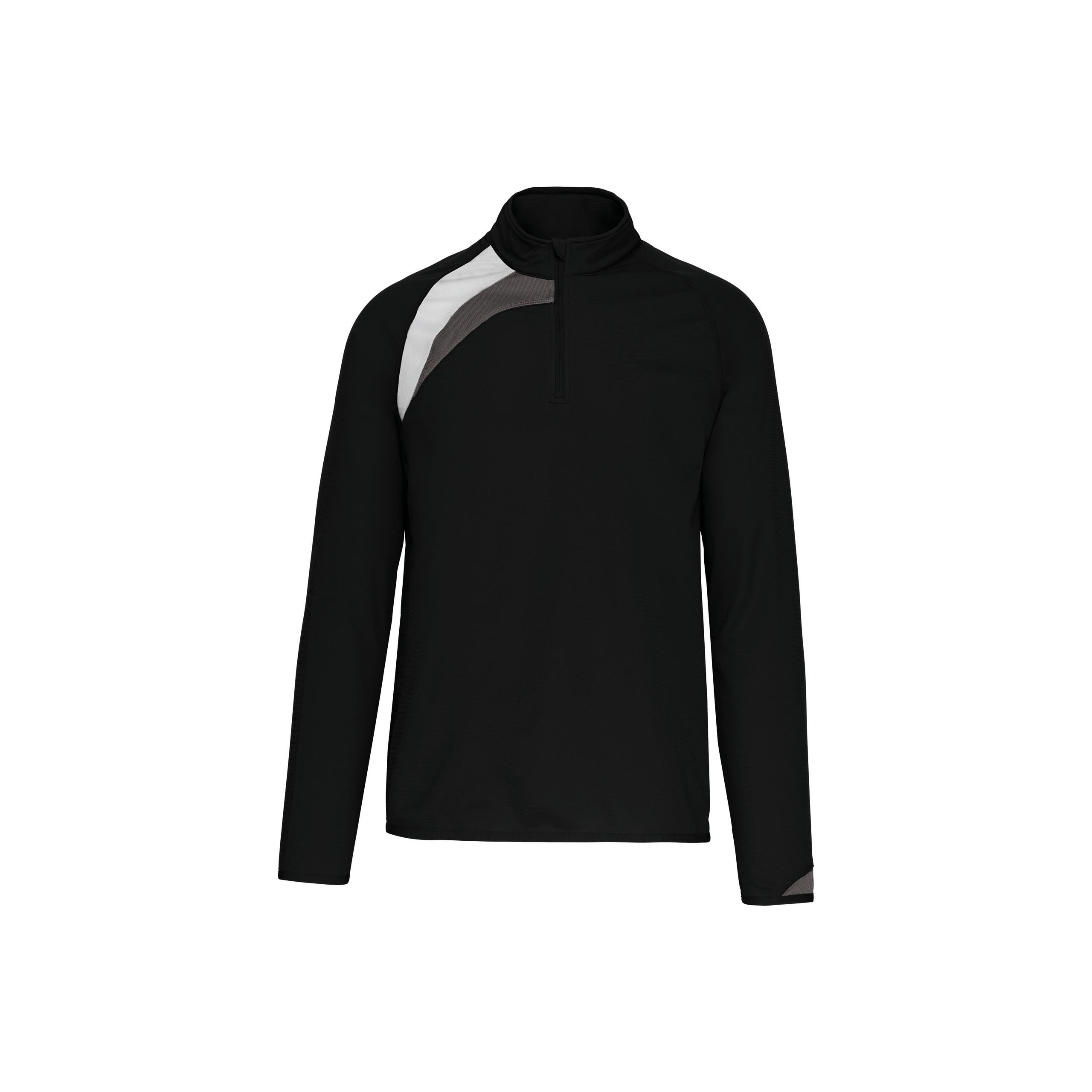 PROACT® - Sweat d'entraînement 1/4 zip unisexe - Black / White / Storm Grey - XS