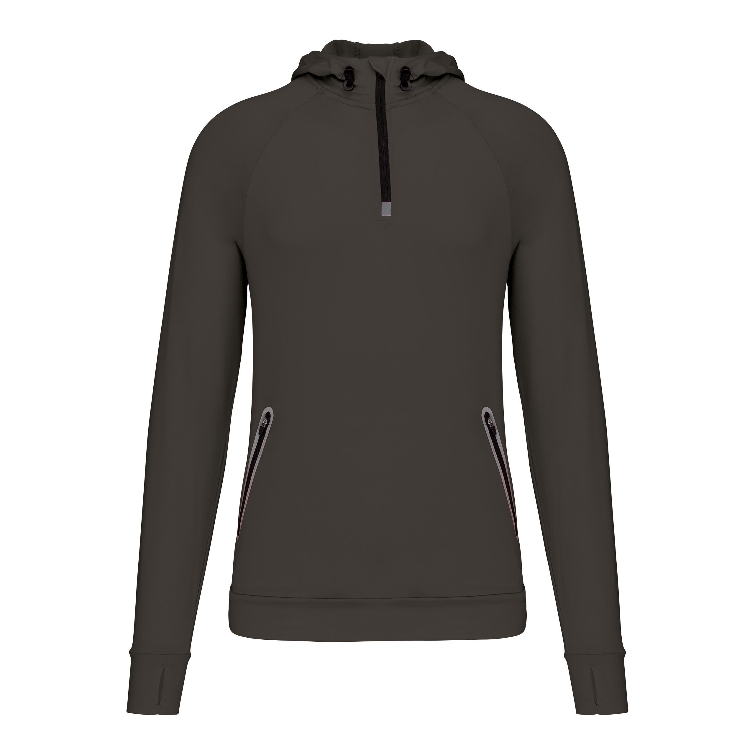 PROACT® - Sweat-shirt à capuche 1/4 zip sport unisexe - Dark Grey - XS