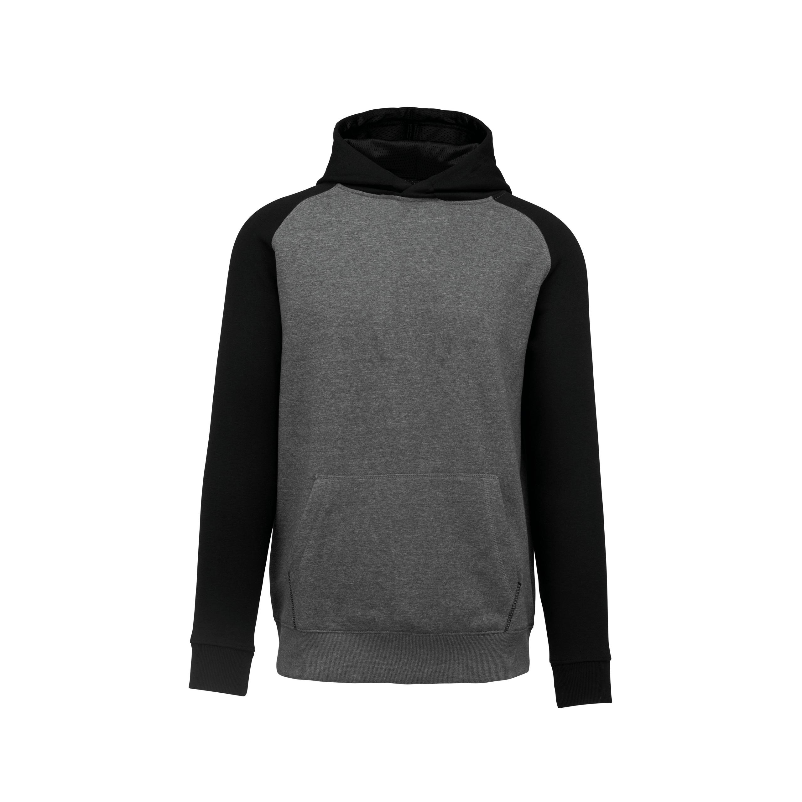 PROACT® - Sweat-shirt capuche bicolore enfant - Grey Heather / Black - 6/8 ans