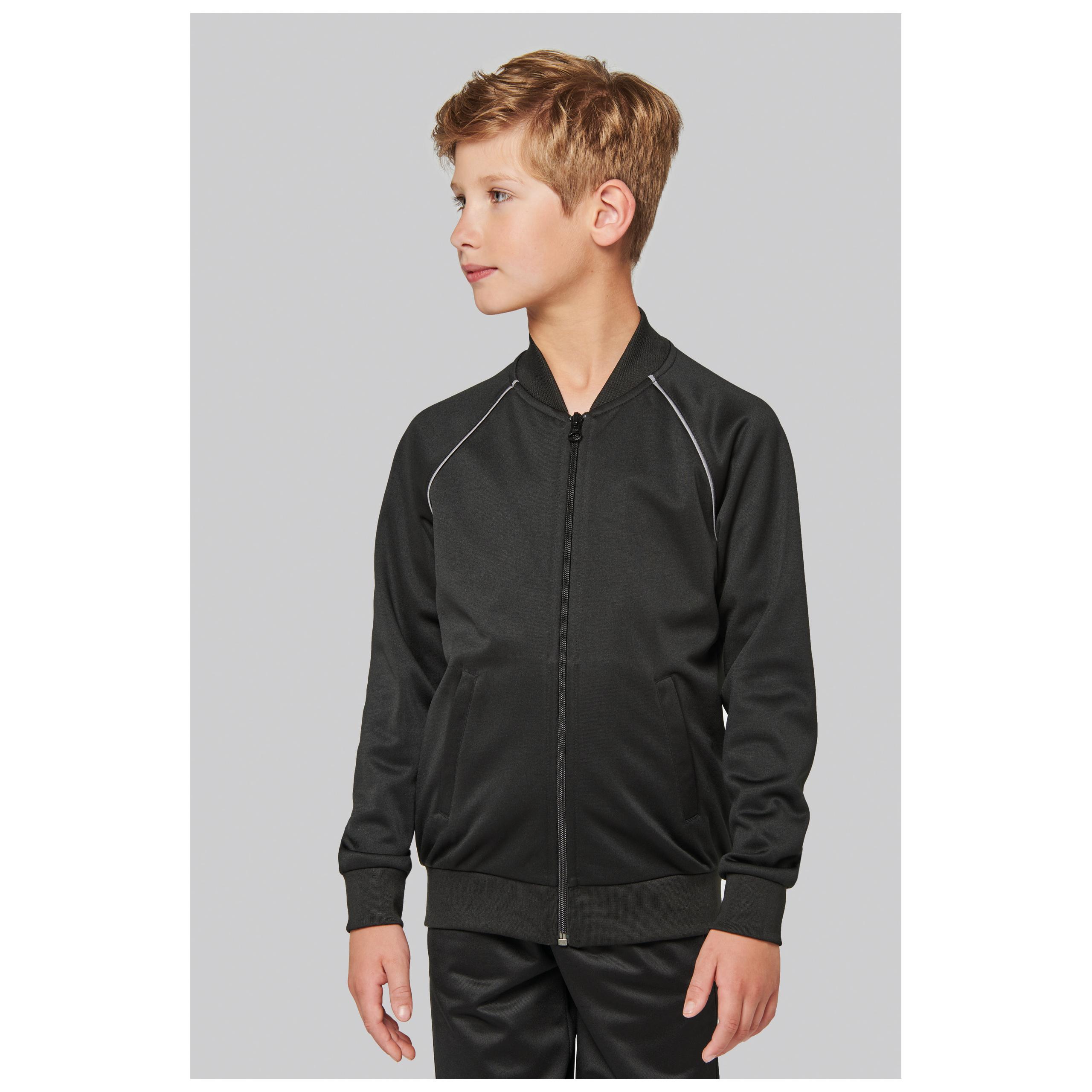 PROACT® - Veste de survêtement zippée avec liseré enfant - Black - 4/6 ans