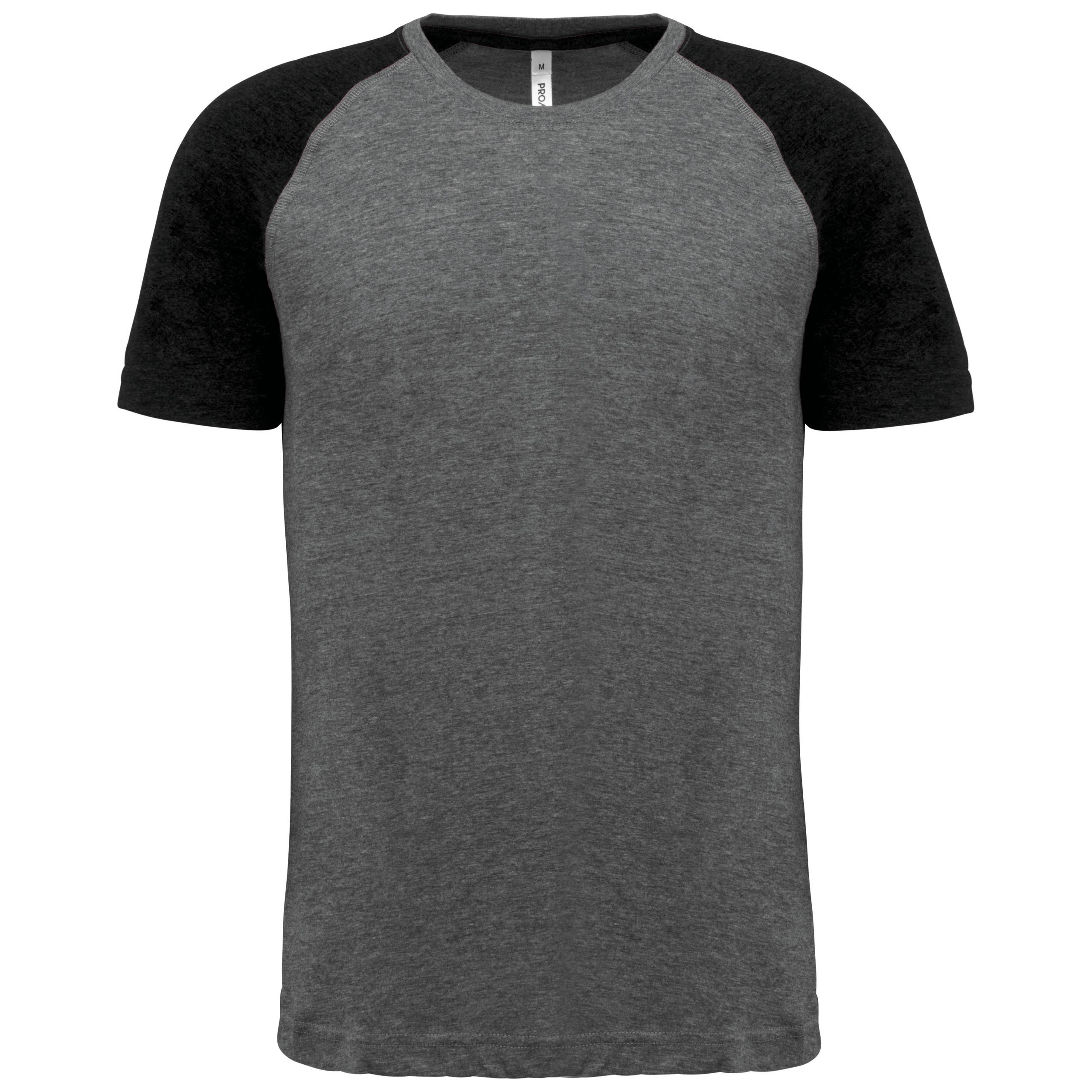 PROACT® - T-shirt triblend bicolore sport manches courtes unisexe - Grey Heather / Black Heather - S