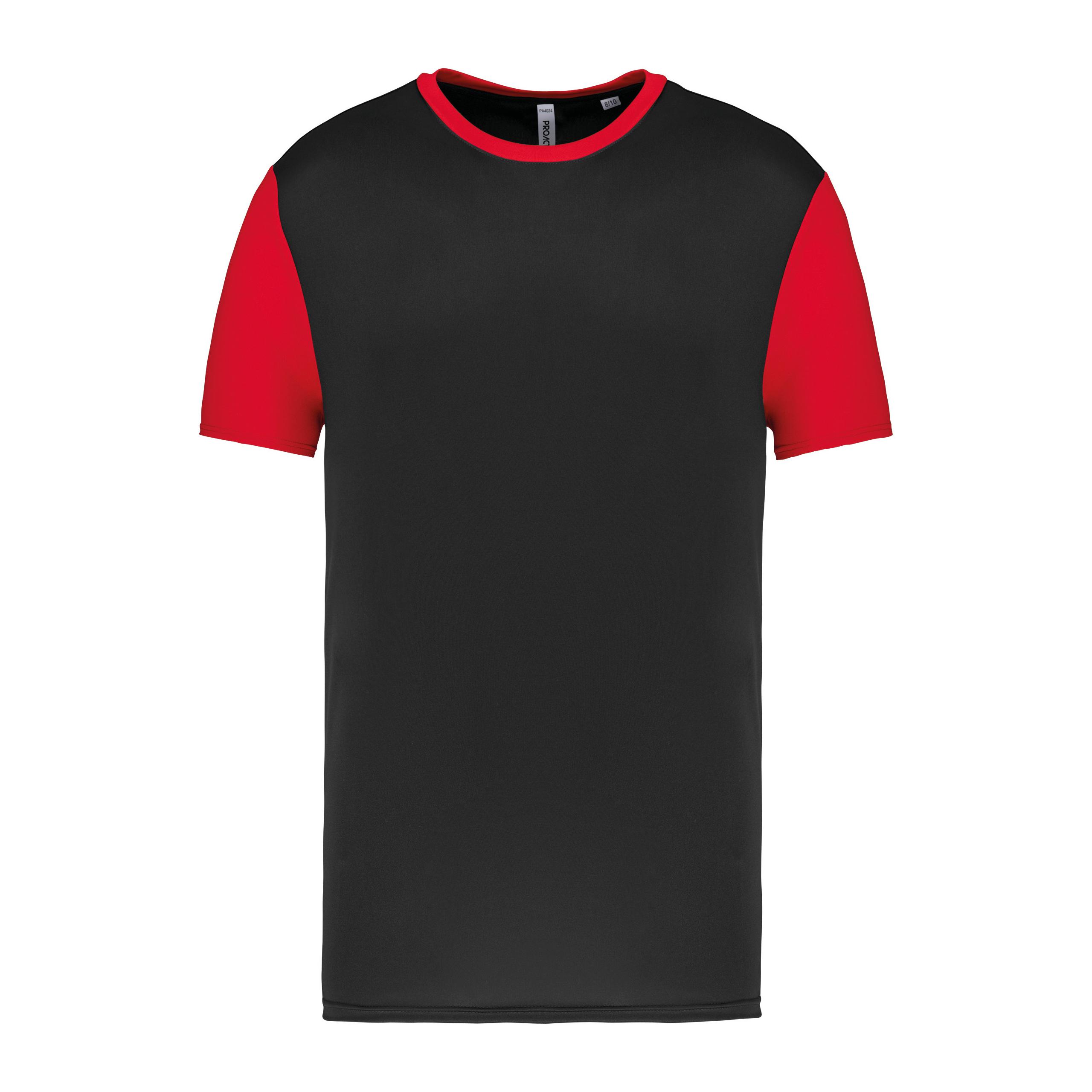 PROACT® - Maillot manches courtes bicolore enfant - Black / Sporty Red - 4/6 ans