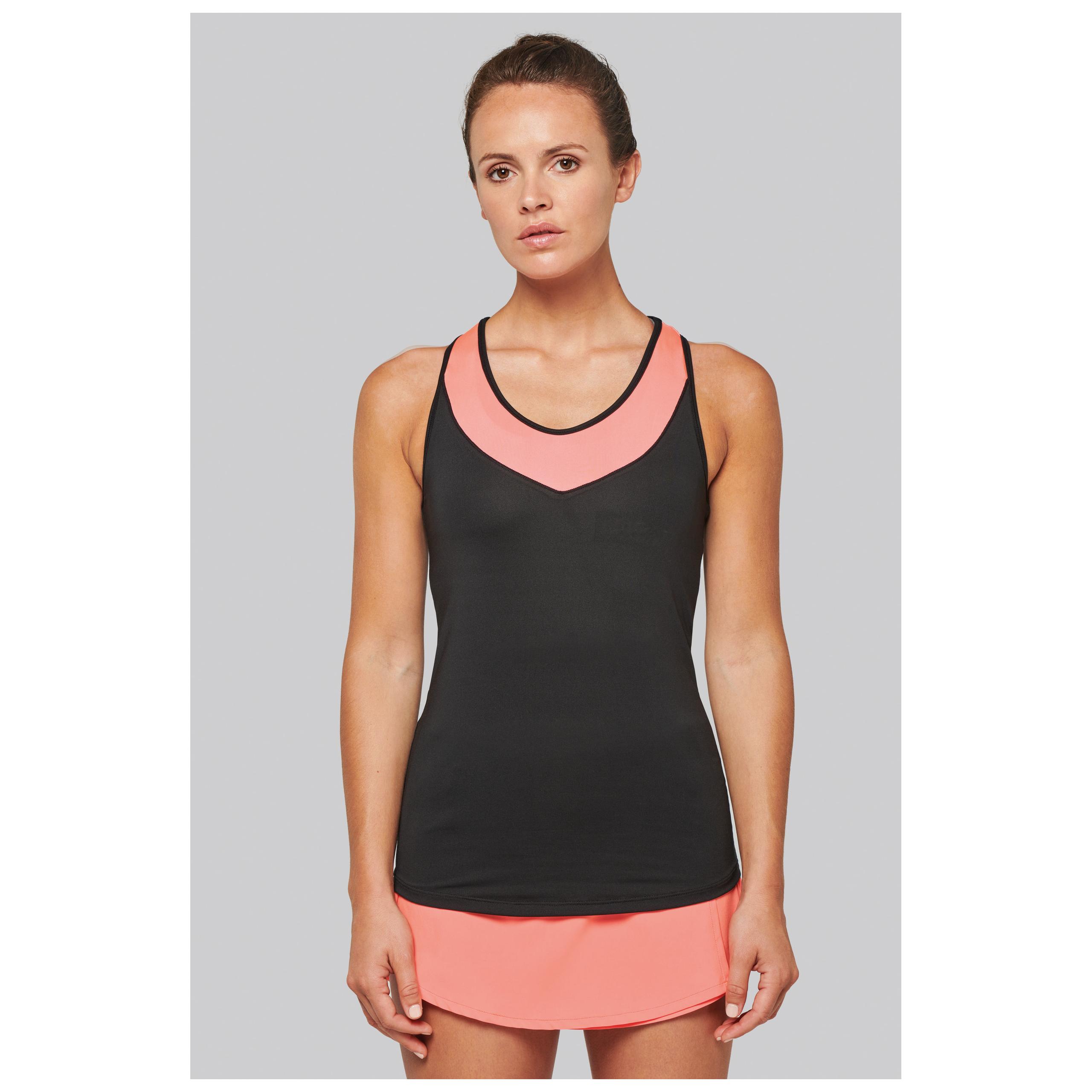 PROACT® - Débardeur de padel bicolore femme - Black / Coral - XS