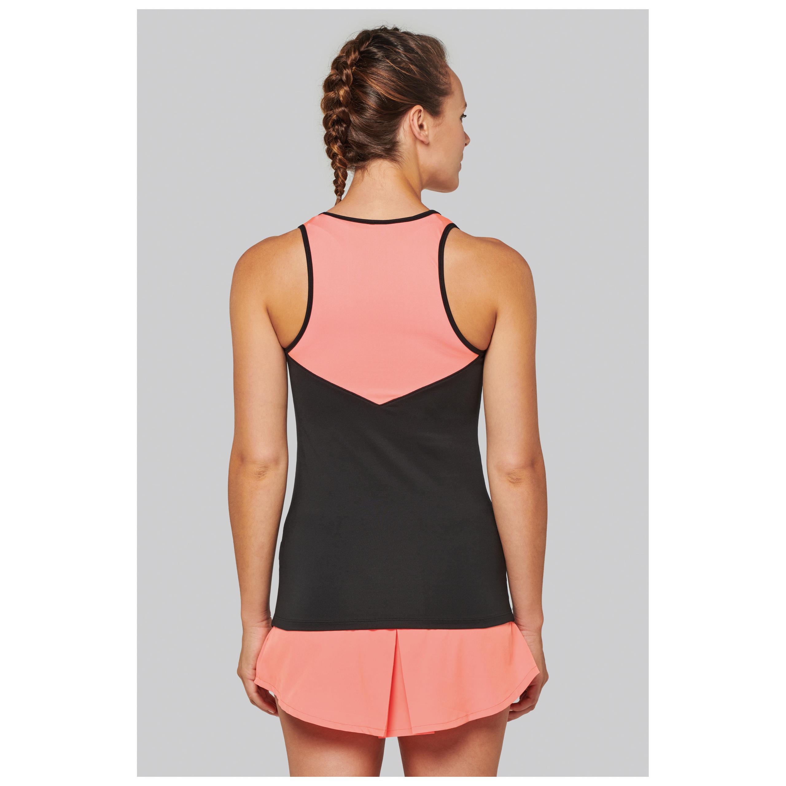 PROACT® - Débardeur de padel bicolore femme - Black / Coral - XS