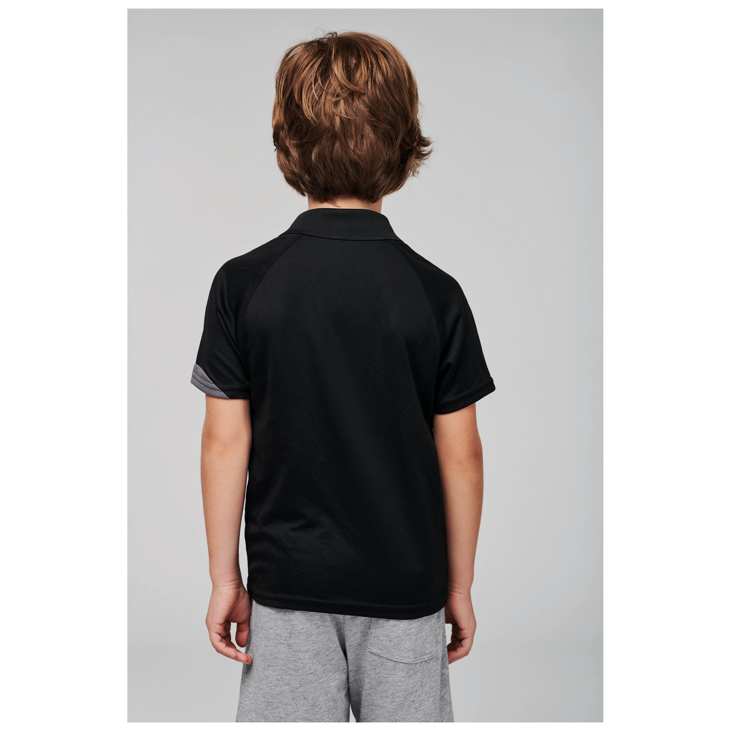 PROACT® - Polo de sport manches courtes enfant - Black / White / Storm Grey - 6/8 ans