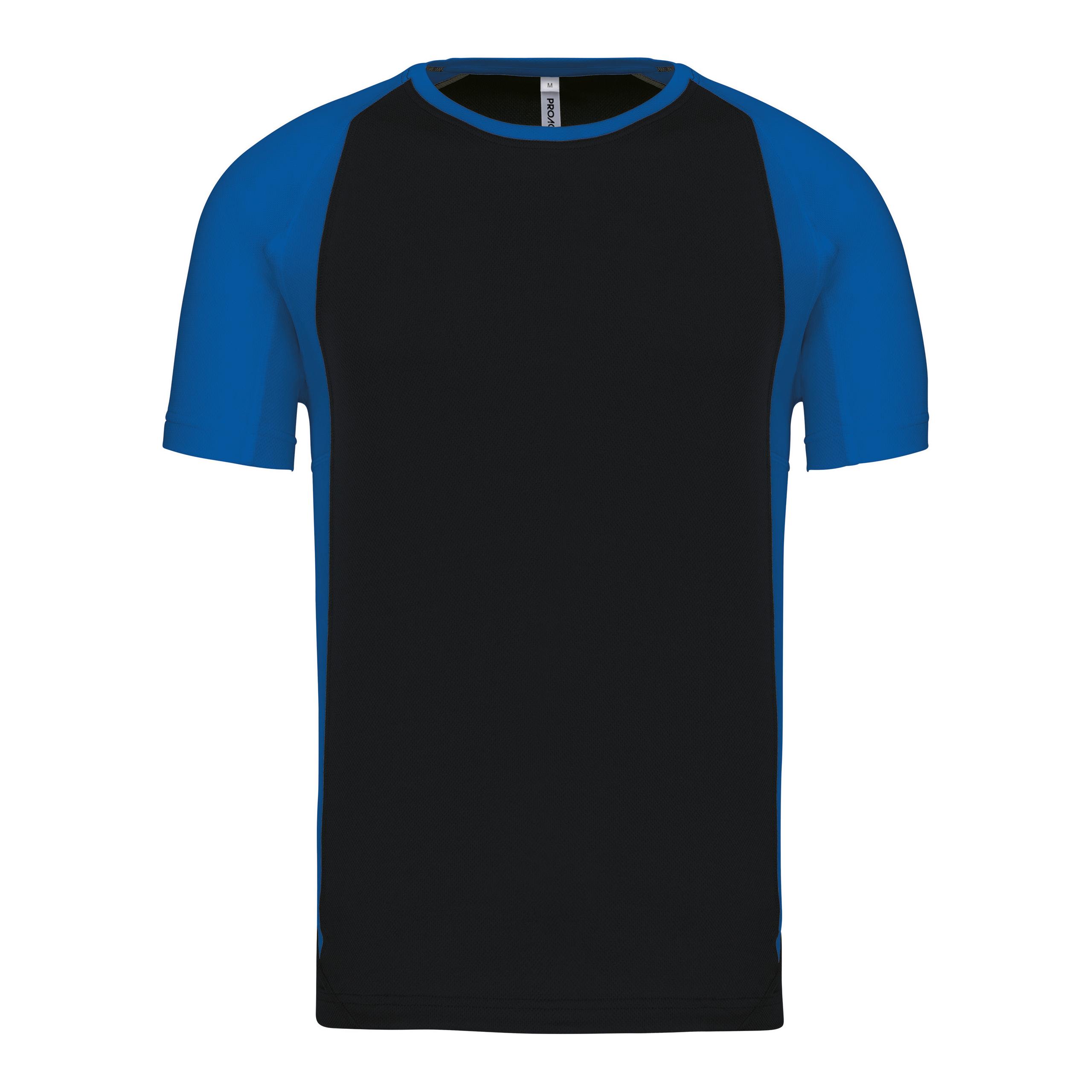 PROACT® - T-shirt de sport bicolore manches courtes unisexe - Black / Aqua Blue - XS