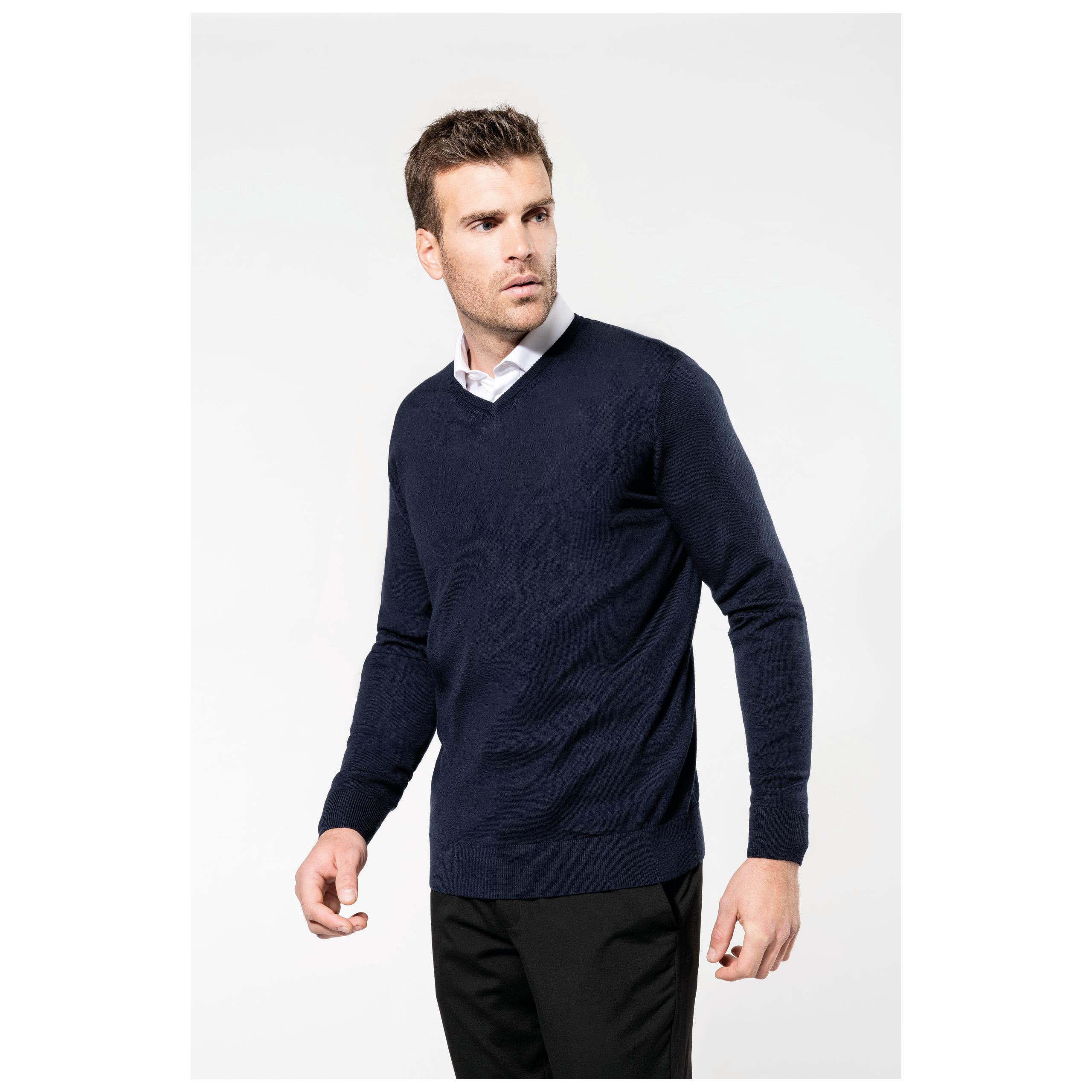 Kariban Premium - Pull Mérinos col V homme - Black - S