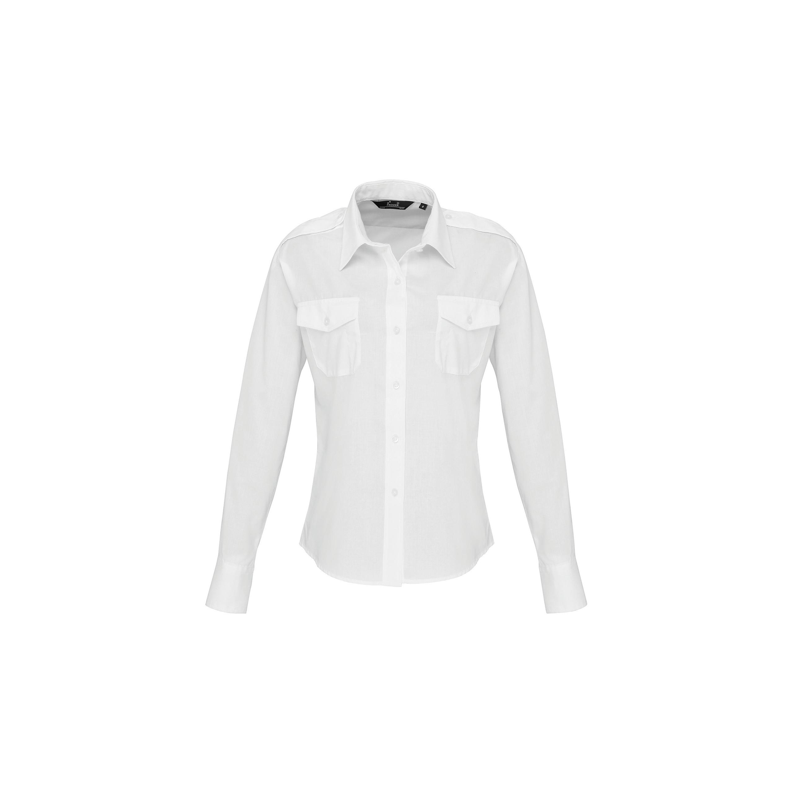 Premier - Chemise Femme manches longues Pilote - White - S (10 UK)